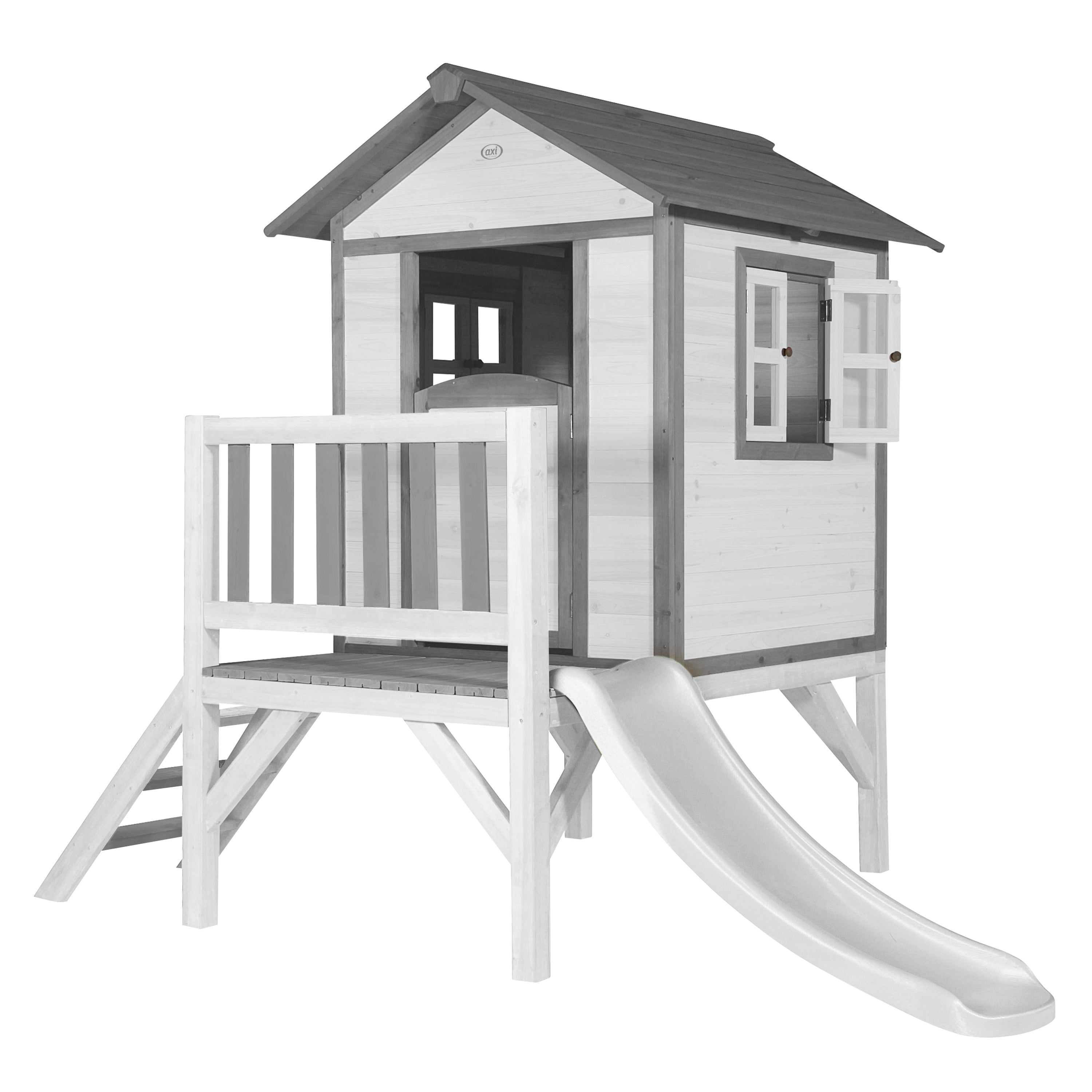 AXI Maison Enfant Beach Lodge XL en Gris avec Toboggan en Bleu - Maison de Jeux en