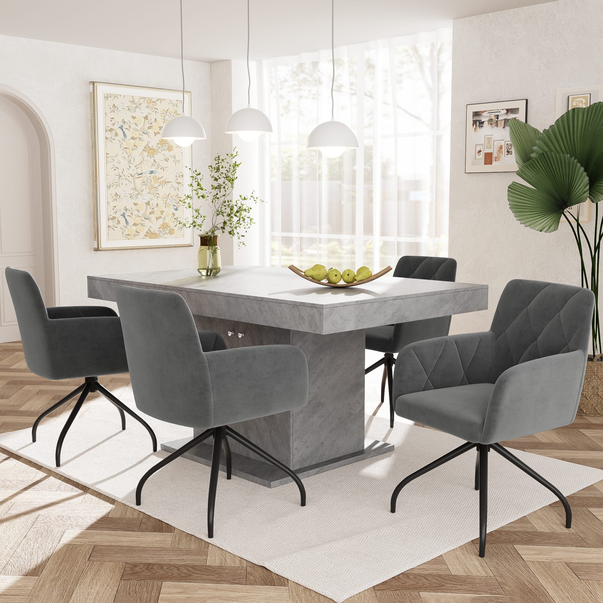 Set tavolo e sedie imbottite da cucina 5 pezzi, Tavolo rettangolare 107 cm con sedie per 4 persone Nero Set tavolo e sedie imbottite da cucina 5 pezzi, Tavolo rettangolare 107 cm con sedie per 4 persone Nero