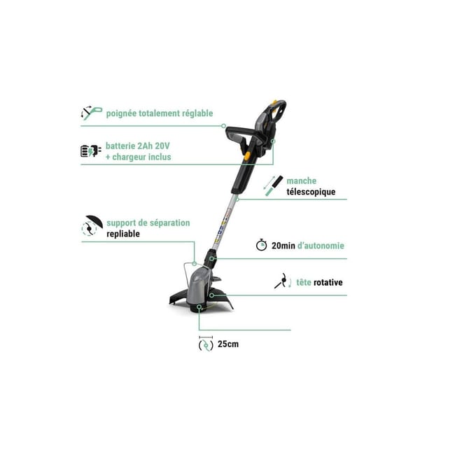 TAGLIABORDI A BATTERIA 18V TAGLIO 25CM CON BATTERIA E CARICA BATTERIA INCLUSI