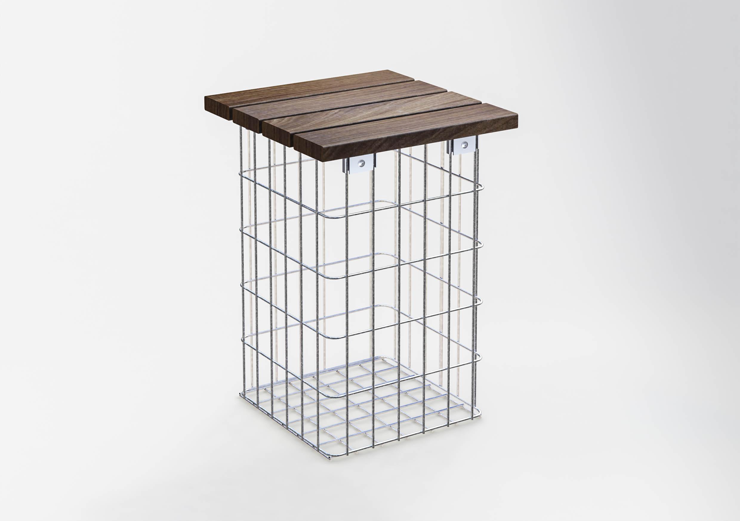 Banc de jardin Cumaru 32 cm x 52 cm x 32 cm, maillage 5 x 10 cm