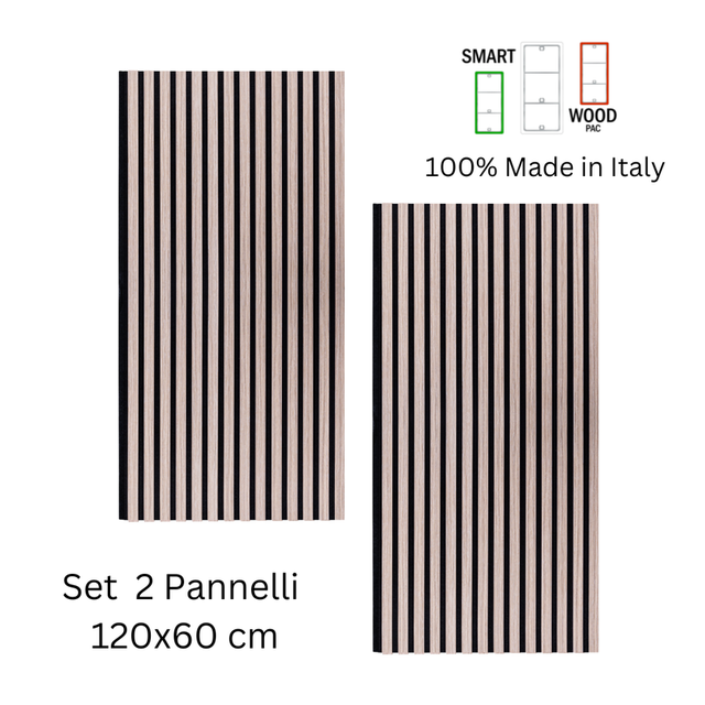SMART Wood-PAC Set 2 pannelli fonoassorbenti 120x60 cm Rovere Vena Bianca