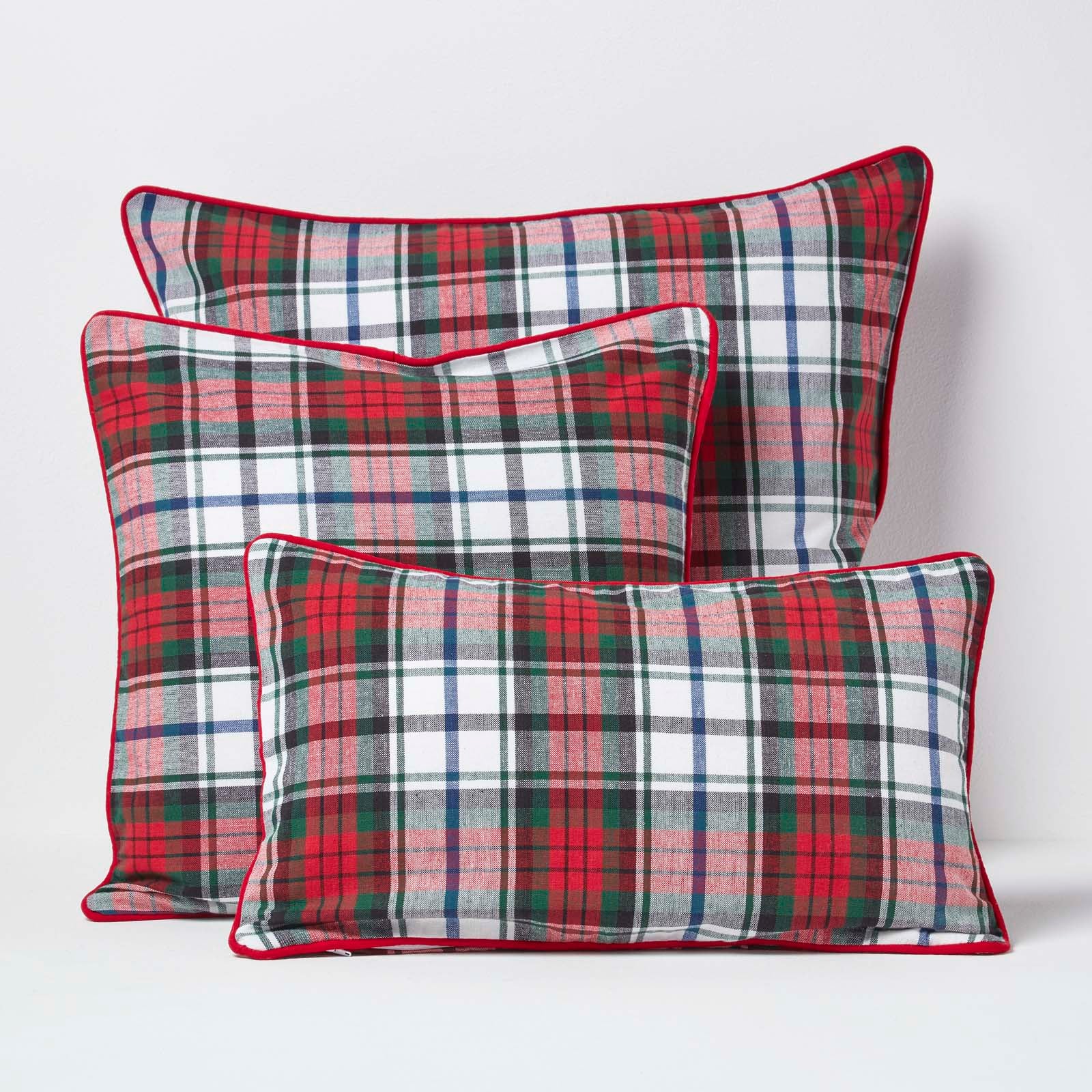 Homescapes Housse de coussin à carreaux écossais Rouge et Vert, 45 x 45 cm - 5