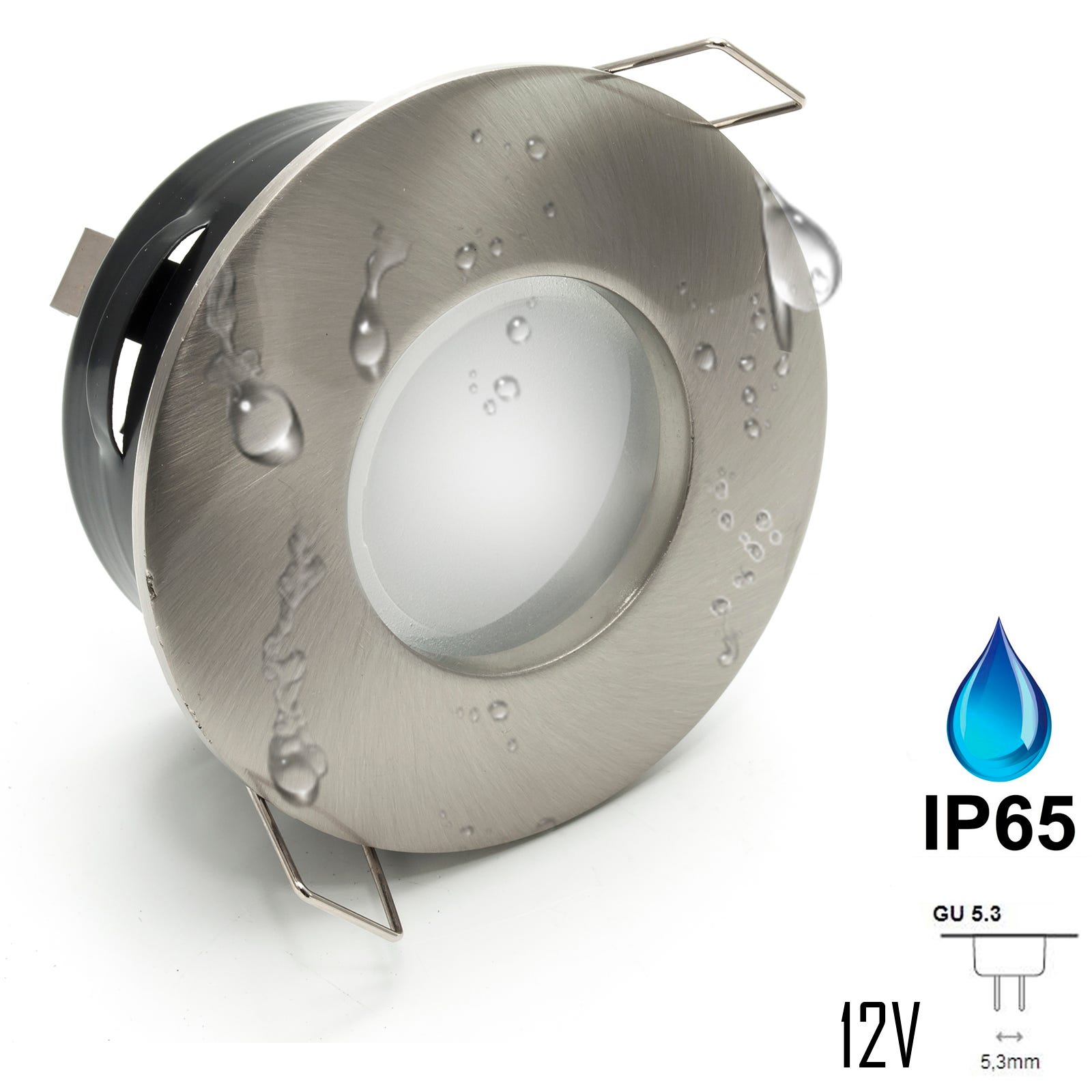 Spot encastré à LED IP65 pour douche 12V MR16 7W COULEUR ARGENT 3000K ...