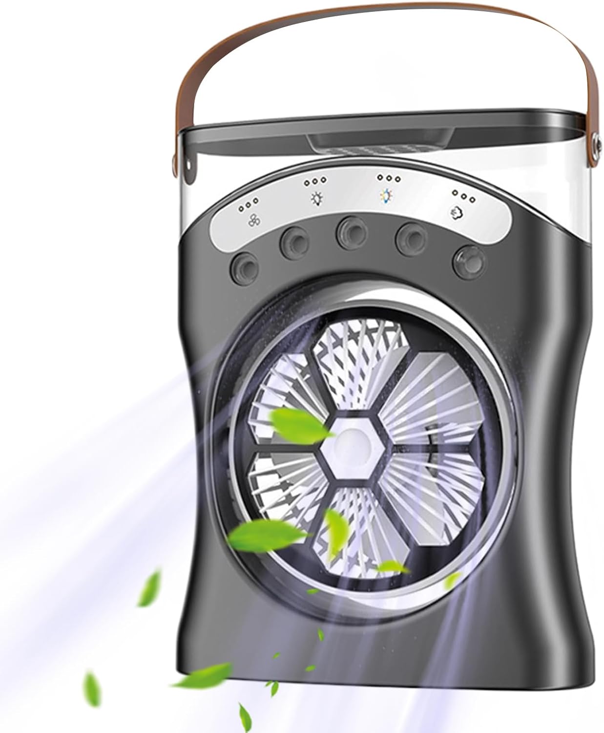 Akumulatorowy wentylator strumieniowy ze światłem, obrotem o 180 stopni i 3-biegowym wentylatorem chłodzącym, czarny