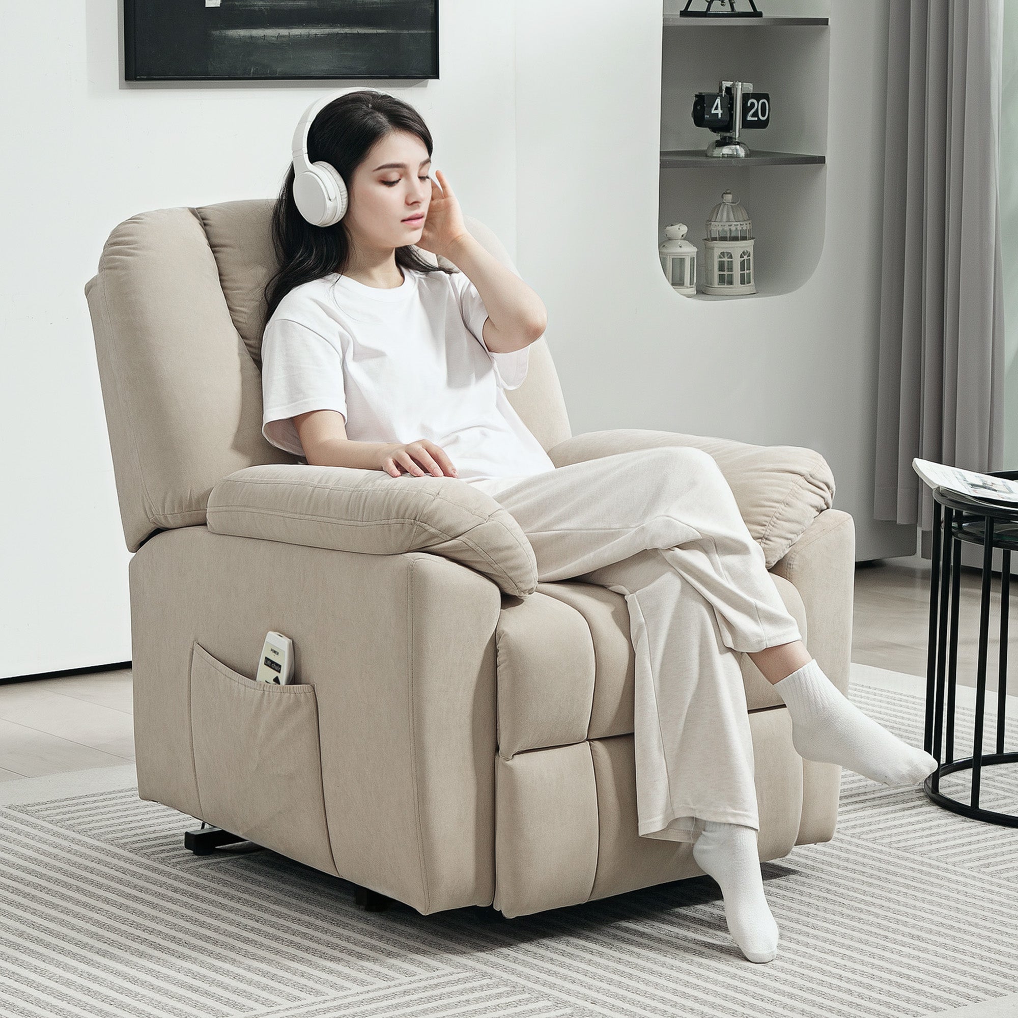 Fauteuil relax électrique velours 1 place HOMCOM - 8