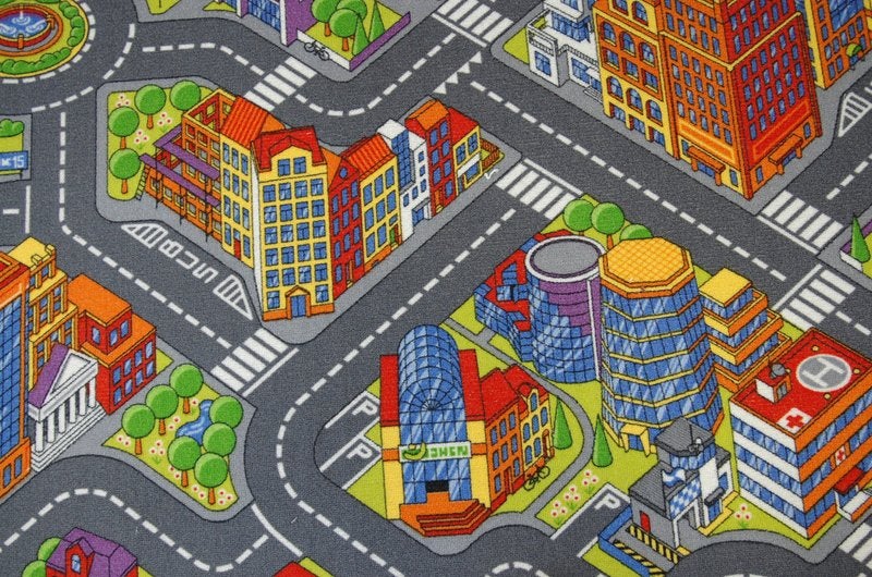Alfombra infantil carreteras big city gris 200x300 cm
