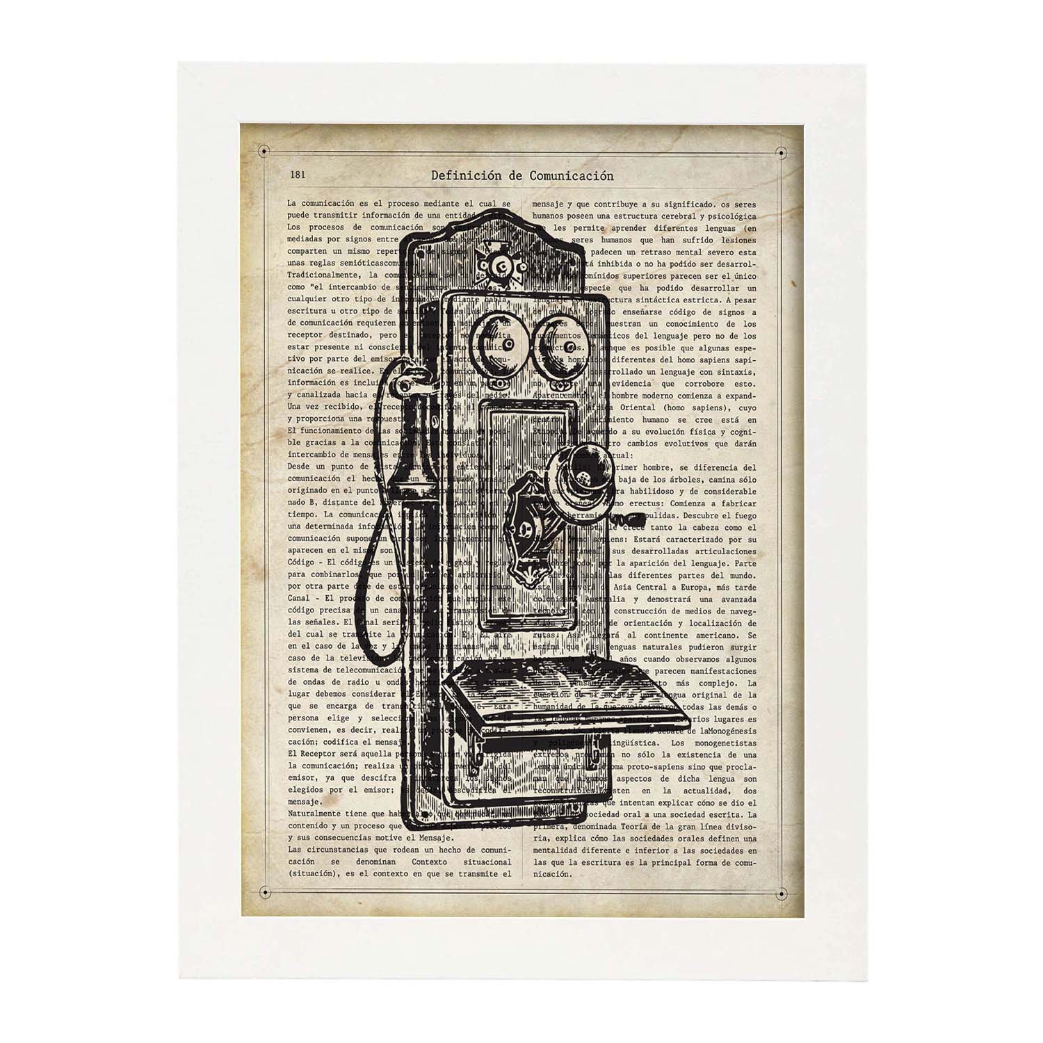 Affiches D'objets Vintage Feuille Téléphonique Cassée Avec Des Images D'objets Et D'instruments Vintage Avec Des Définitions En Espagnol Cadre Noir A3 - 2