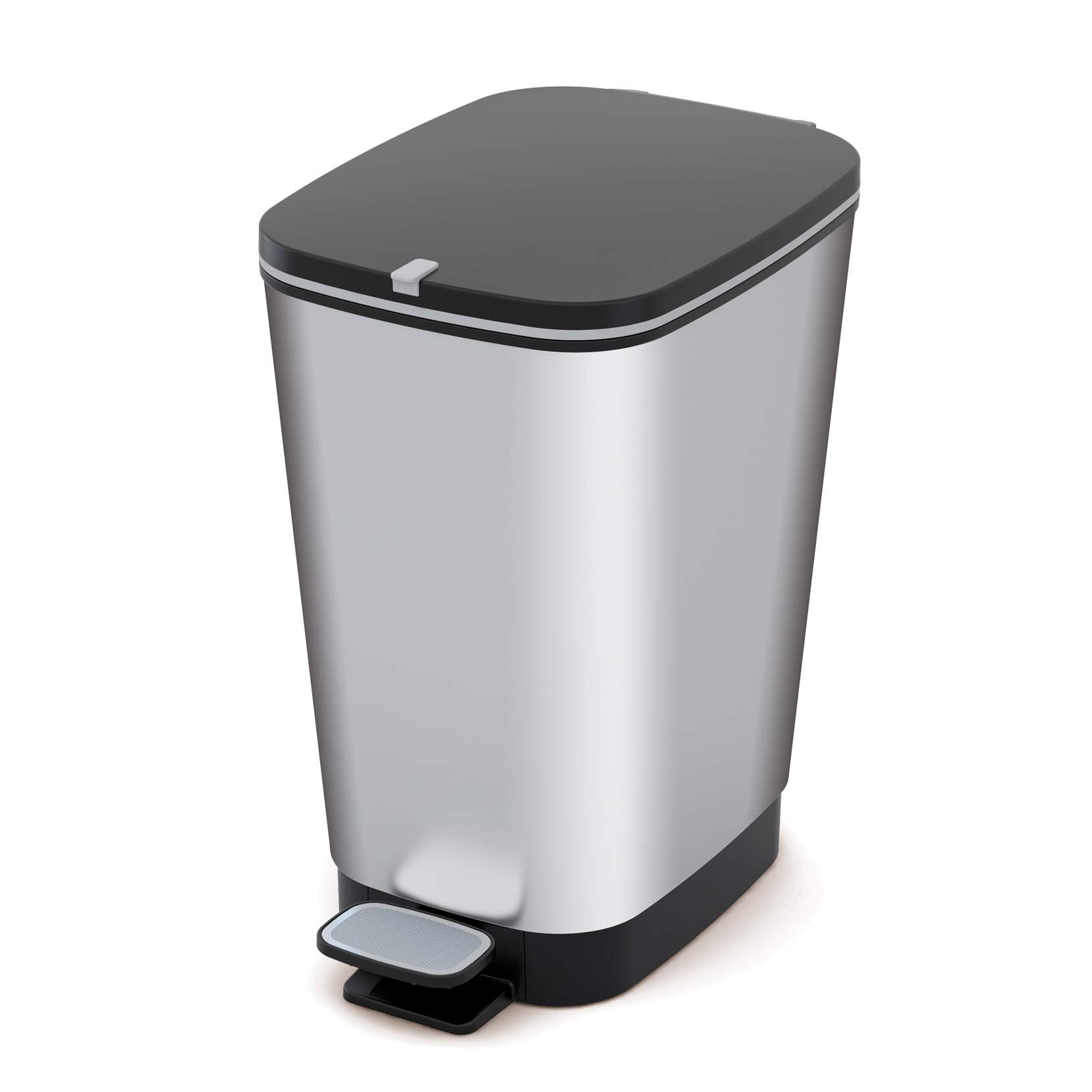Kis chic bin s - pattumiera a pedale ideale per il bagno con capacità di 10 lt, 18x27x30h cm - grigia metalizzata