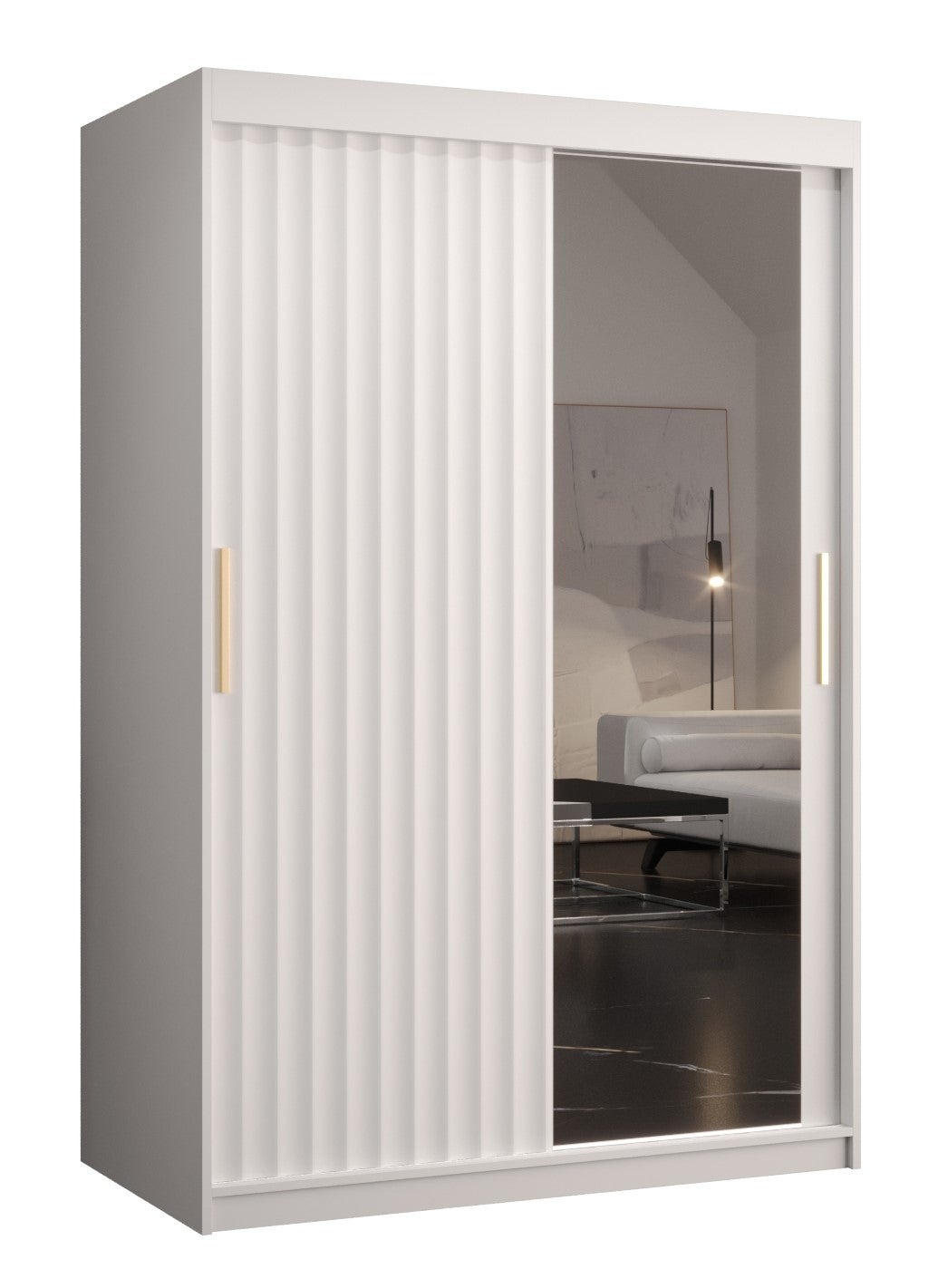 Szafa przesuwna garderoba RIFLO WAVE 2 120 x 62 x 200 cm Biały - Abiks Meble