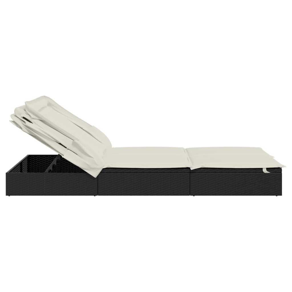 Sdraio 2 posti con tetto pieghevole 213 x 118 x 97 cm nero 02_0012190 - 6