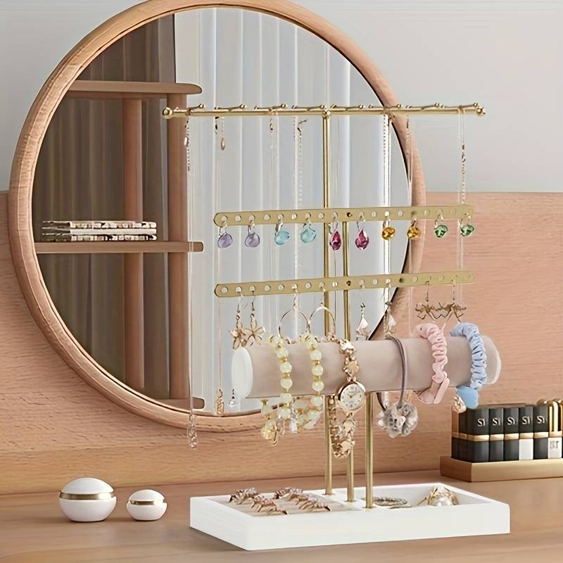 Porte-bijoux 4 étages élégant et pratique - Parfait pour Bagues, Bracelets, Colliers - 6