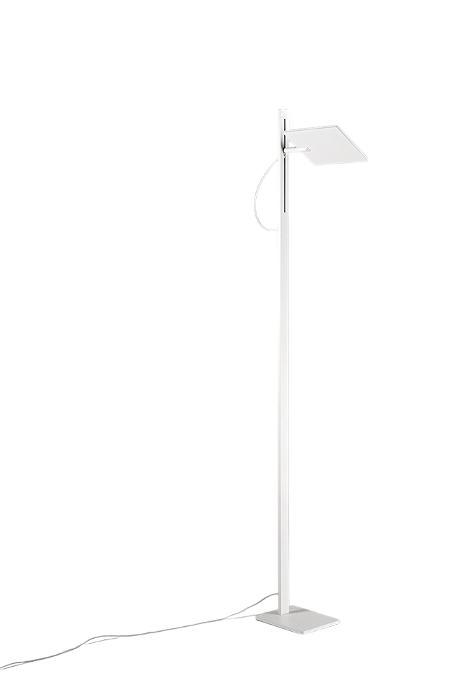 Biała lampa podłogowa LED do salonu, 24 W, 2160 lm, regulowana wysokość i możliwość obrotu o 340°, włącznik/wyłącznik, CCT i ściemniacz nożny