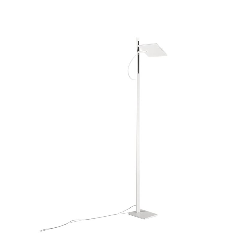 Biała lampa podłogowa LED do salonu, 24 W, 2160 lm, regulowana wysokość i możliwość obrotu o 340°, włącznik/wyłącznik, CCT i ściemniacz nożny