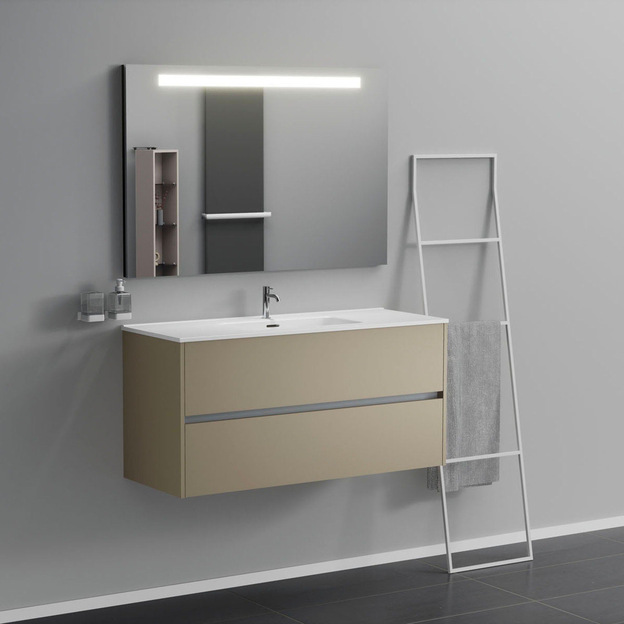 Inda - Mueble de baño de 2 cajones L.120 con lavabo con espejo ...