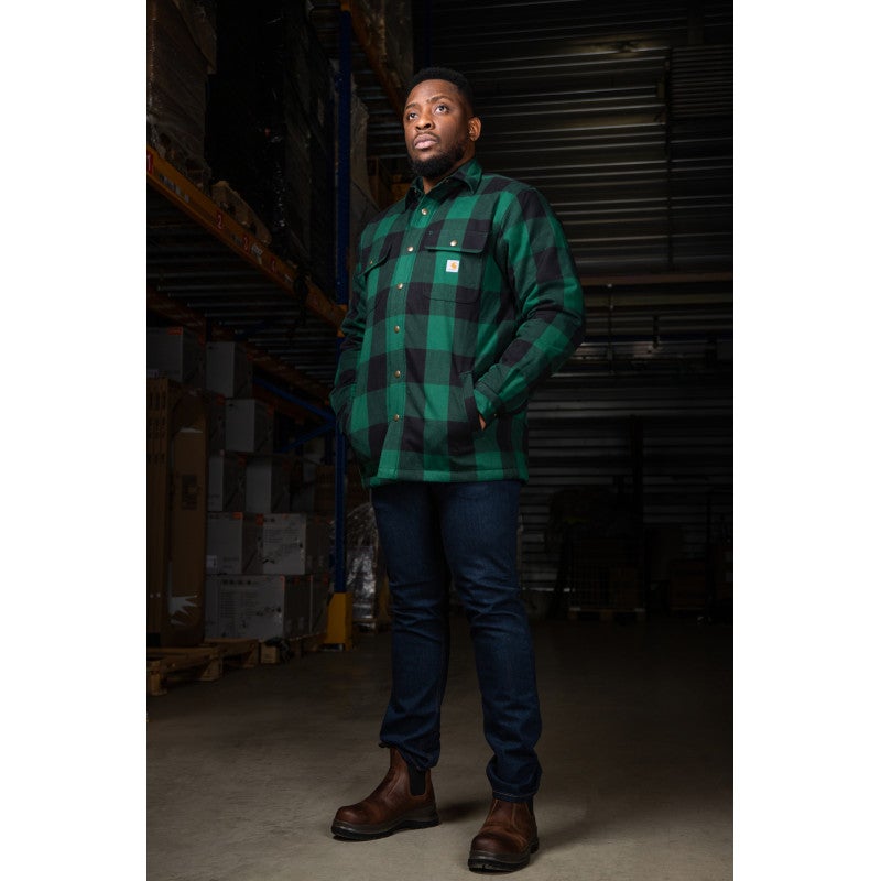 Chemise à carreaux flanelle doublée Sherpa JAC T2XL vert noir CARHARTT S1104911G54XXL - 2