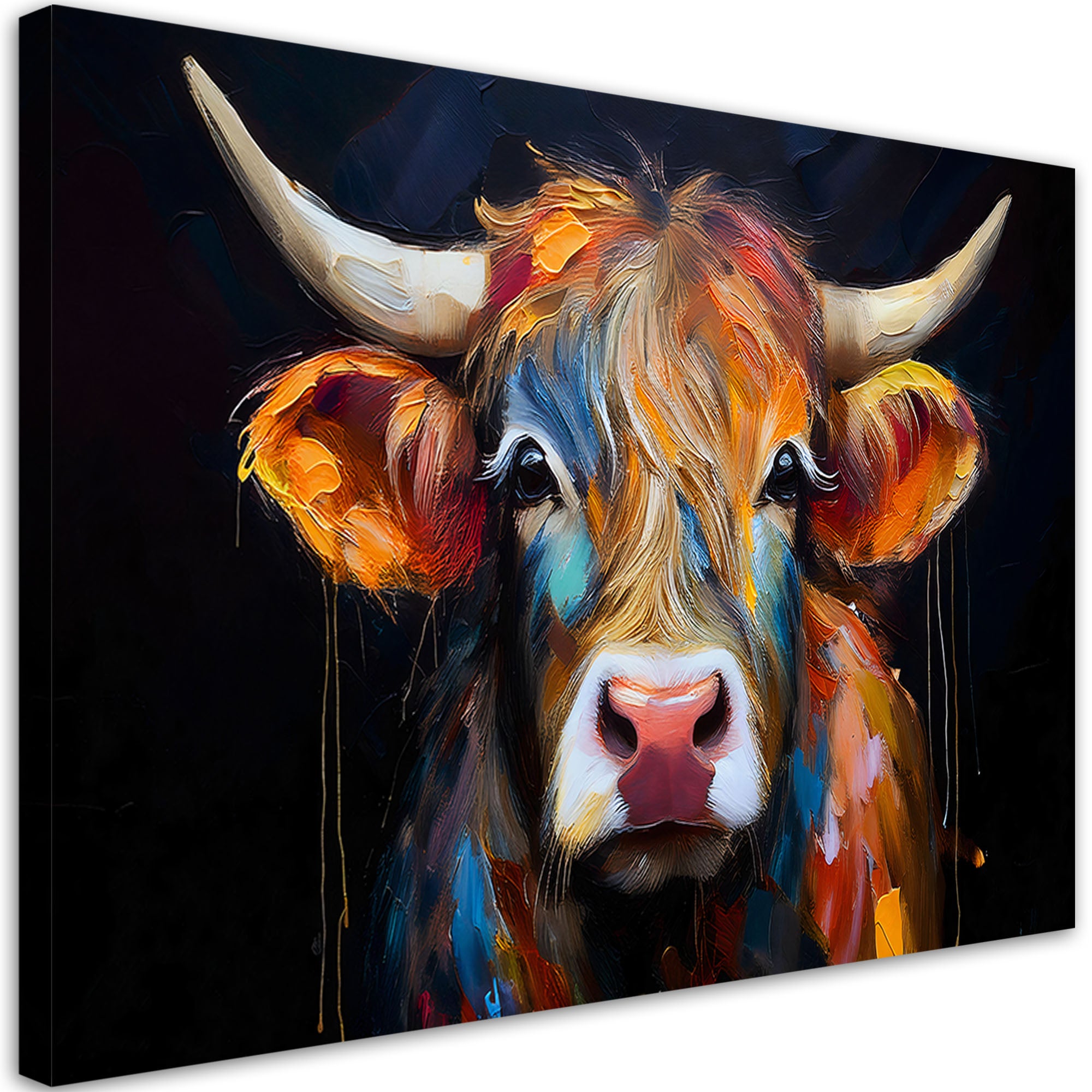 Obraz na płótnie, Kolorowa Szkocka Krowa 120x80