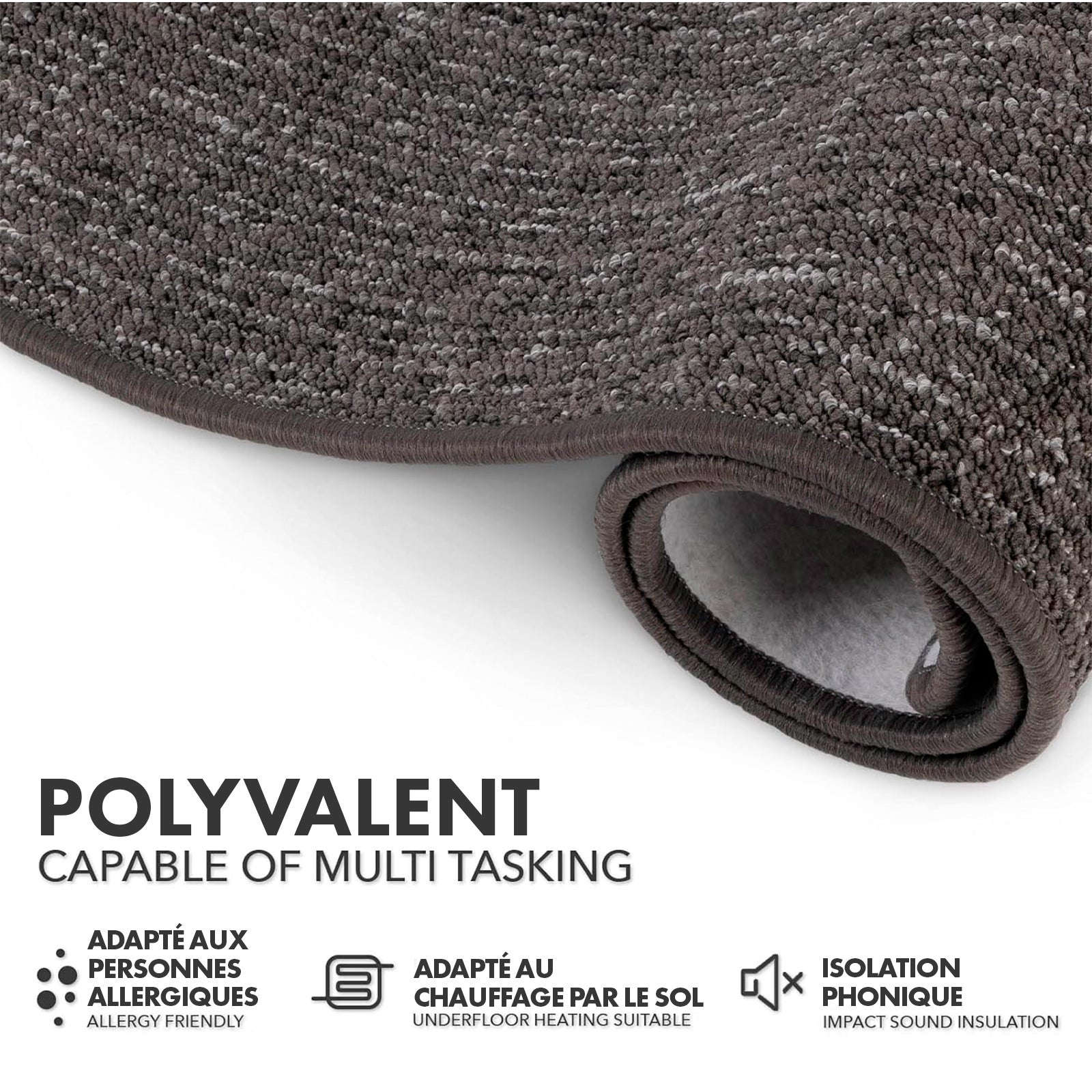 Tapis pour espaces de vie Alto, bouclé plat, Anthracite, 80 x 600 - 6