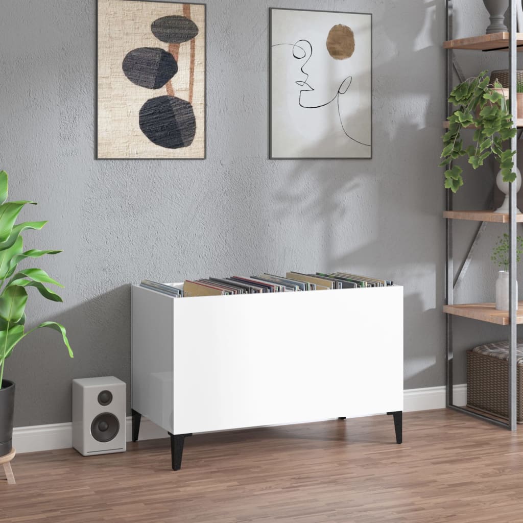 Maison exclusive - mueble discos madera contrachapada blanco brillo 74,5x38x48 cm