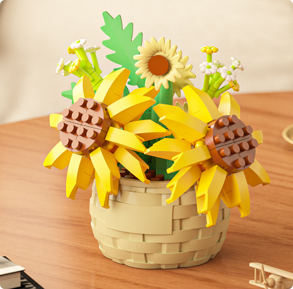 Ensemble de blocs de construction miniatures pour jeunes adultes, mini fleurs artificielles, blocs de construction adaptés aux anniversaires et a - 5