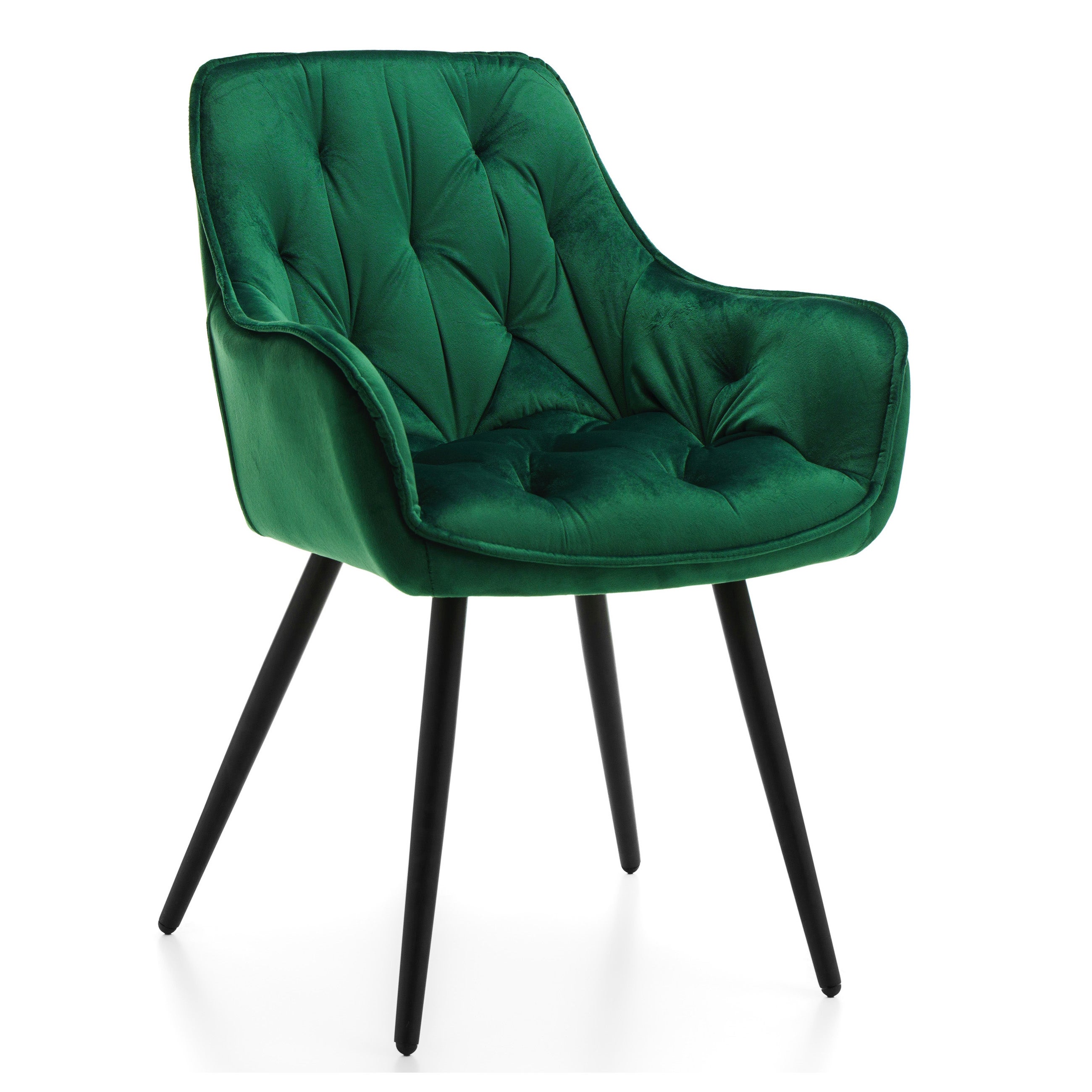 Krzesło tapicerowane pikowane welurowe SIENA zielone