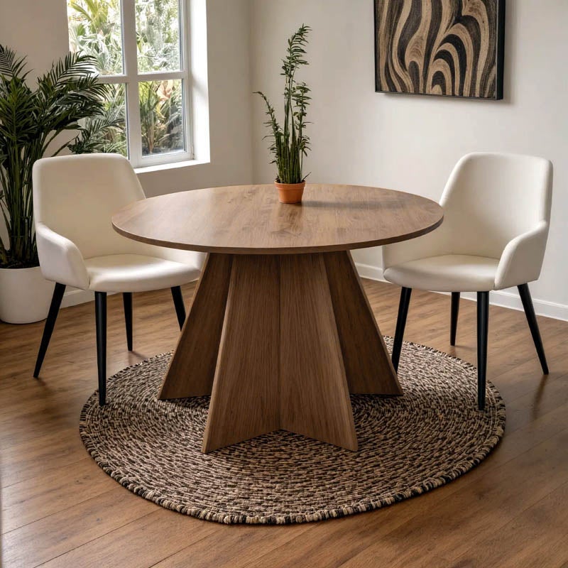 Table ronde Ø120 cm couleur noyer – MDF avec revêtement LPL – charge ...