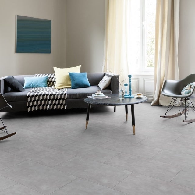 Gerflor Senso Clic Premium Manhattan Clear 0826, dalle PVC clipsable effet béton sans colle, pour pros et particuliers, 38,9 x 72,9 cm