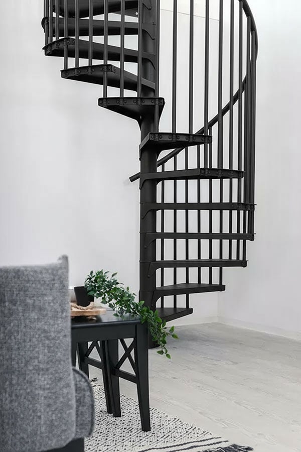 Escalier colimaçon métal 13 marches - Hauteur à franchir 2.52 à 3.05m - Diamètre 160cm - Noir - RONDO160-NN-13 - 3