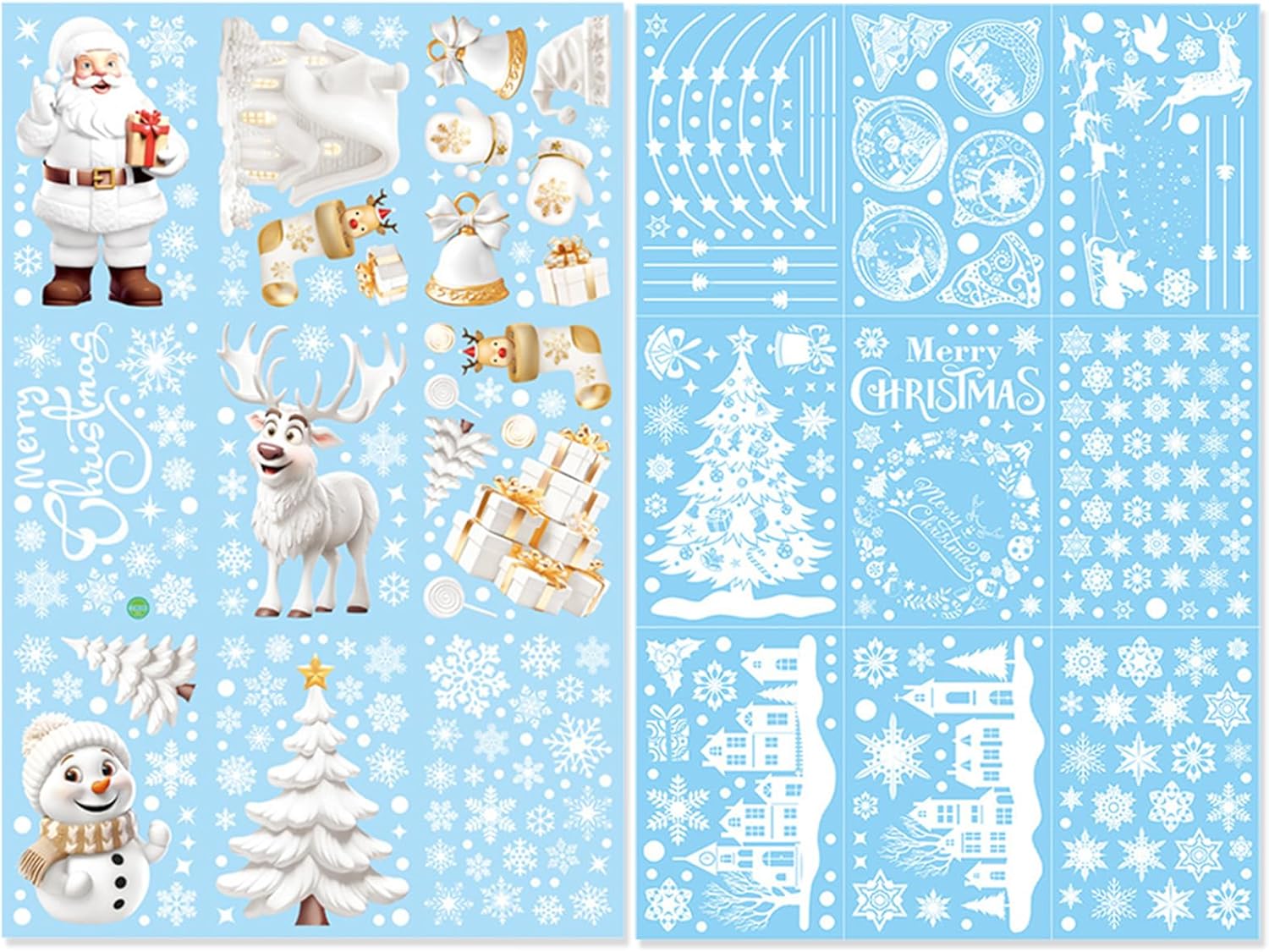 9 Fogli Di Adesivi Natalizi Per Finestre - Babbo Natale Unico, Doppia Visione, Riutilizzabili In PVC, Decorazione Feste
