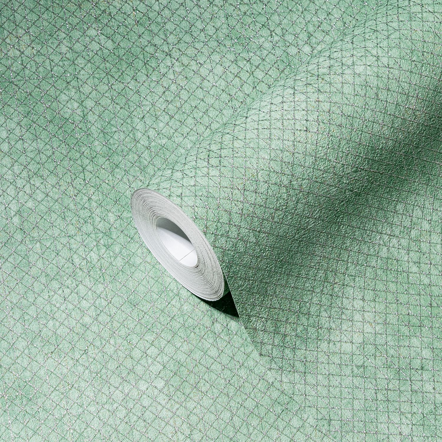 Tapeta zwykły zielonym,srebrnymImetalicznym - 53 cm x 10.05 m - A.S. CRÉATION