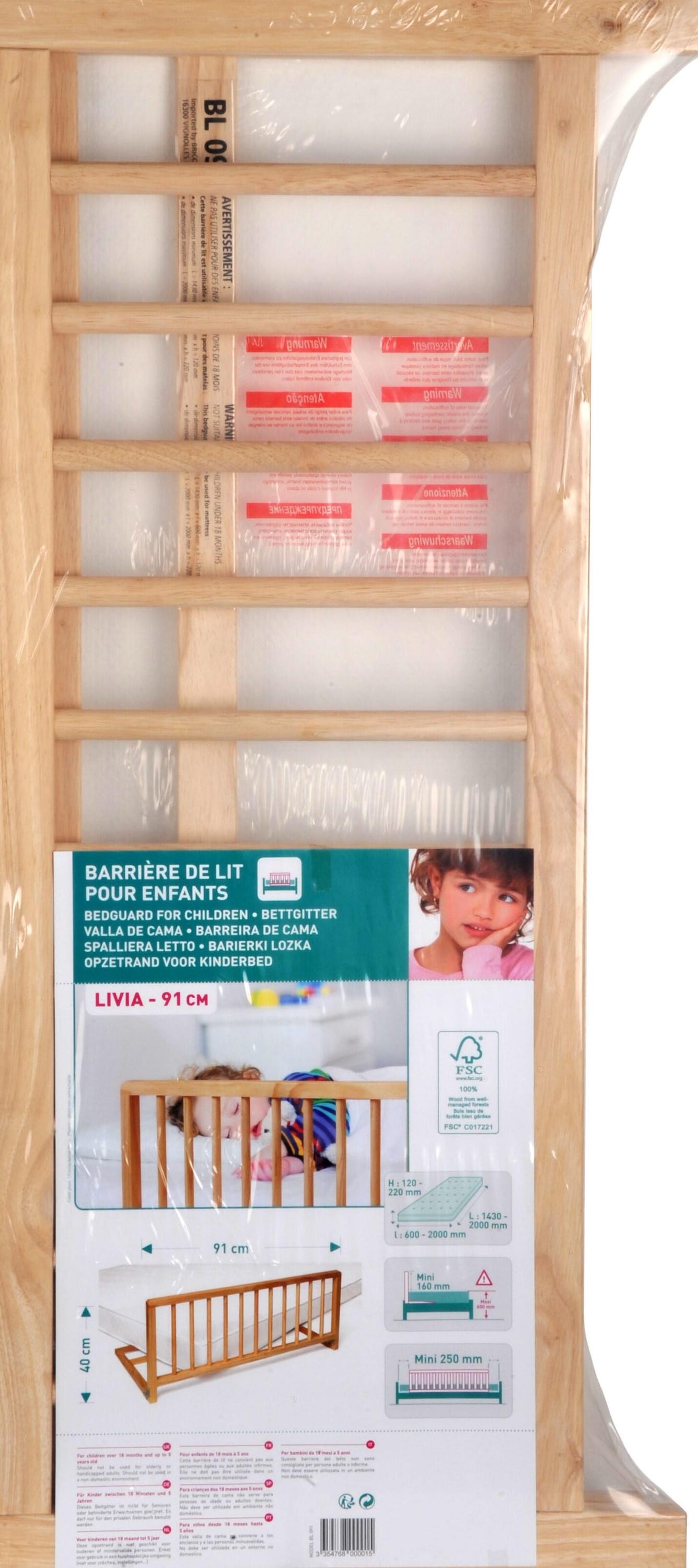 Barrière de lit fixe en bois 90cm - 4