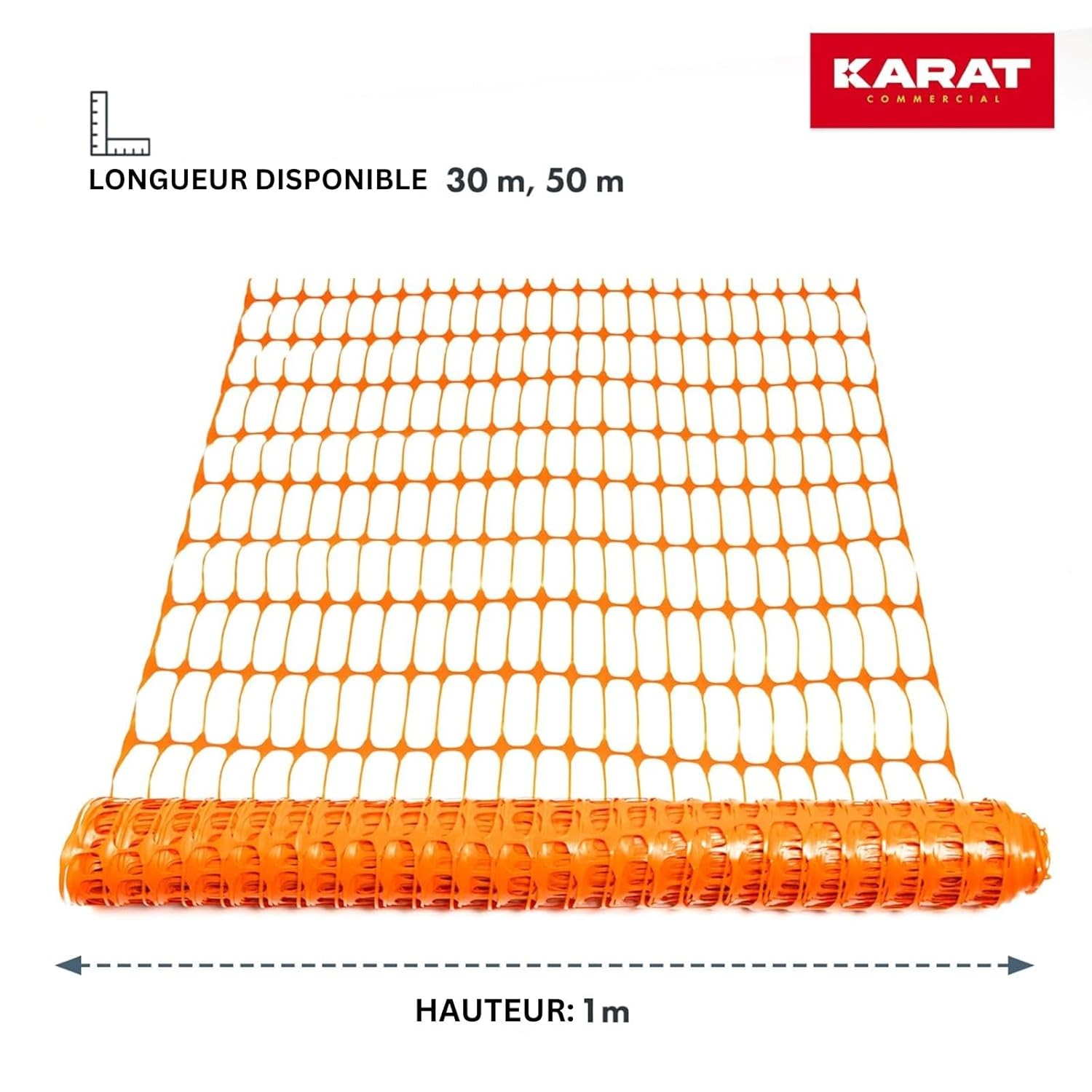 Grillage plastique Mailles: 10 x 4 cm Hauteur: 100 cm Longueur: 30 m Orange - 3