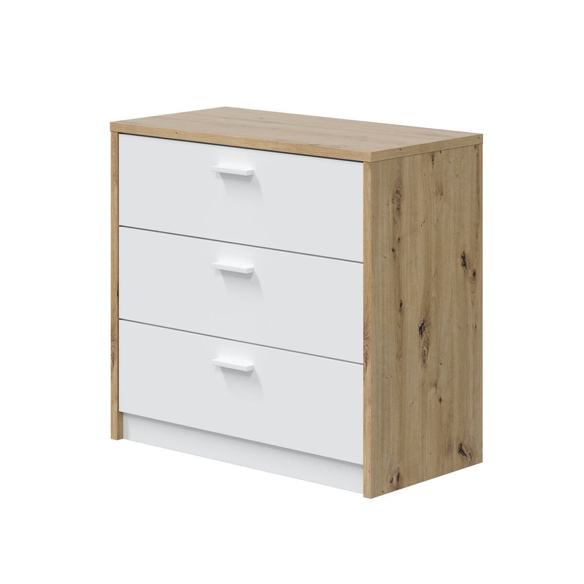 Comò Cassettiera Con Scrivania Estensibile 3 Cassetti Effetto Legno Rovere E Bianco Kommo - 2