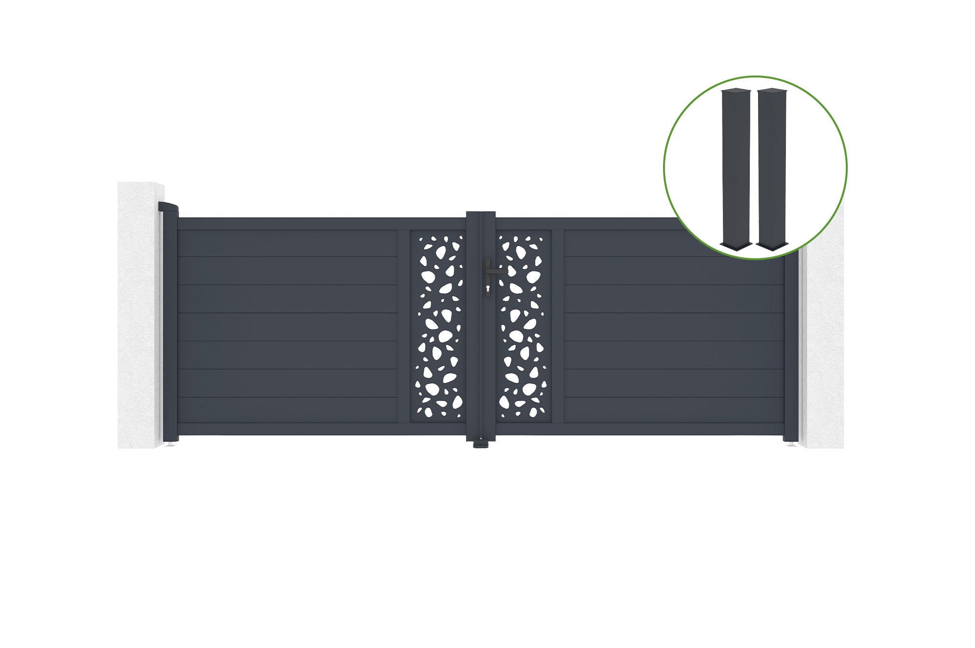 Brama skrzydłowa 3,5m SUNNY wys. 120cm aluminium szare + 2 słupki 20x20cm wys. 1
