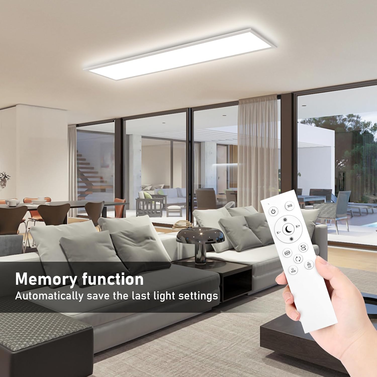 LOVHAUS 2-Pack 30W 3300LM Panel LED RGB Smart | 100*25CM 3000-6500K Regulowany, Oświetlenie Wewnętrzne - 5