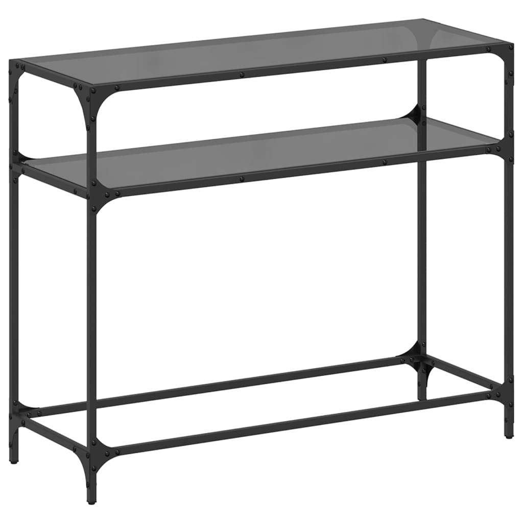 Tavolino Consolle con Piano in Vetro Nero 98x35x81cm in Acciaio vidaXL - 2