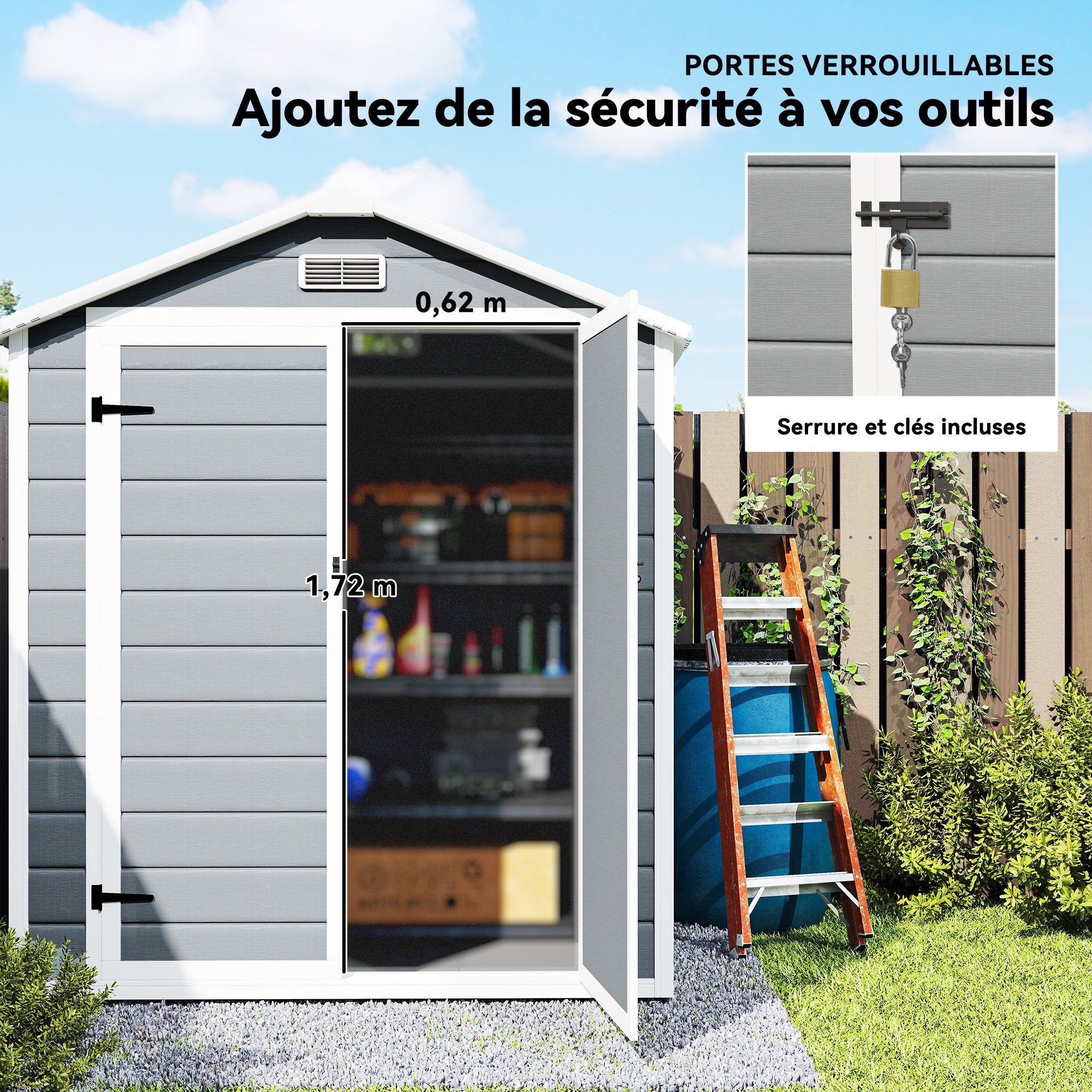 Armoire de jardin polypropylène Outsunny 2,12 m² gris - 8