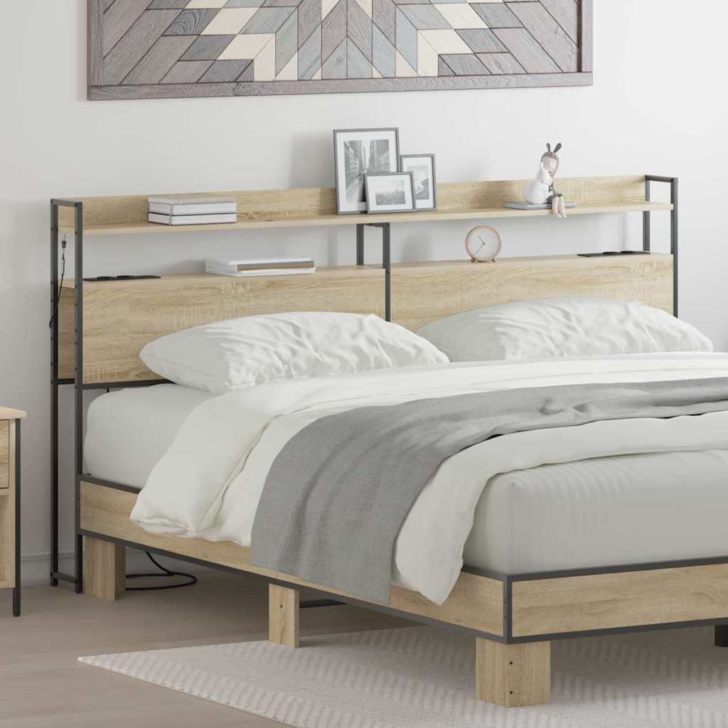 VidaXL Tête De Lit Rangement 140 Cm Chêne Sonoma - Étagères + Ports USB-C Intégrés - Bois Ingénierie Moderne
