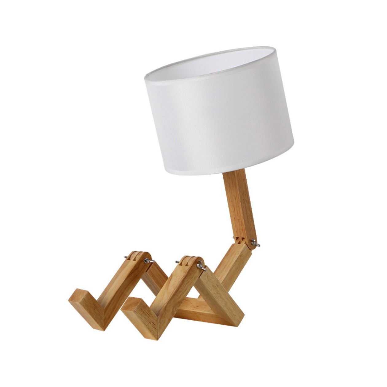 Lampe de table de lecture LED E27, lampe de chevet de robot créative avec interrupteur, abat-jour rond en tissu textile, ampoule non incluse - 3