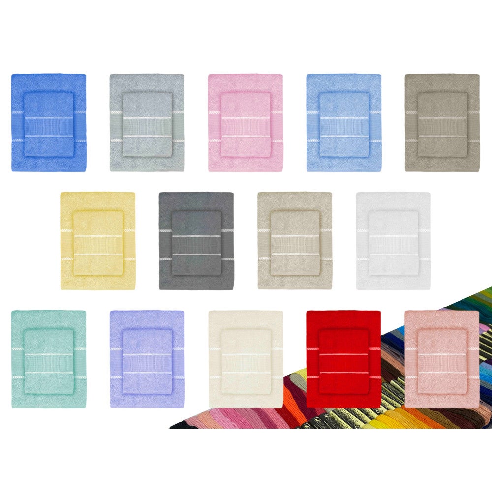 Set Asciugamani Spugna Tela Aida da ricamare Punto Croce 1+1 Viso E OSPITE con Filato in Omaggio Bianco - 2