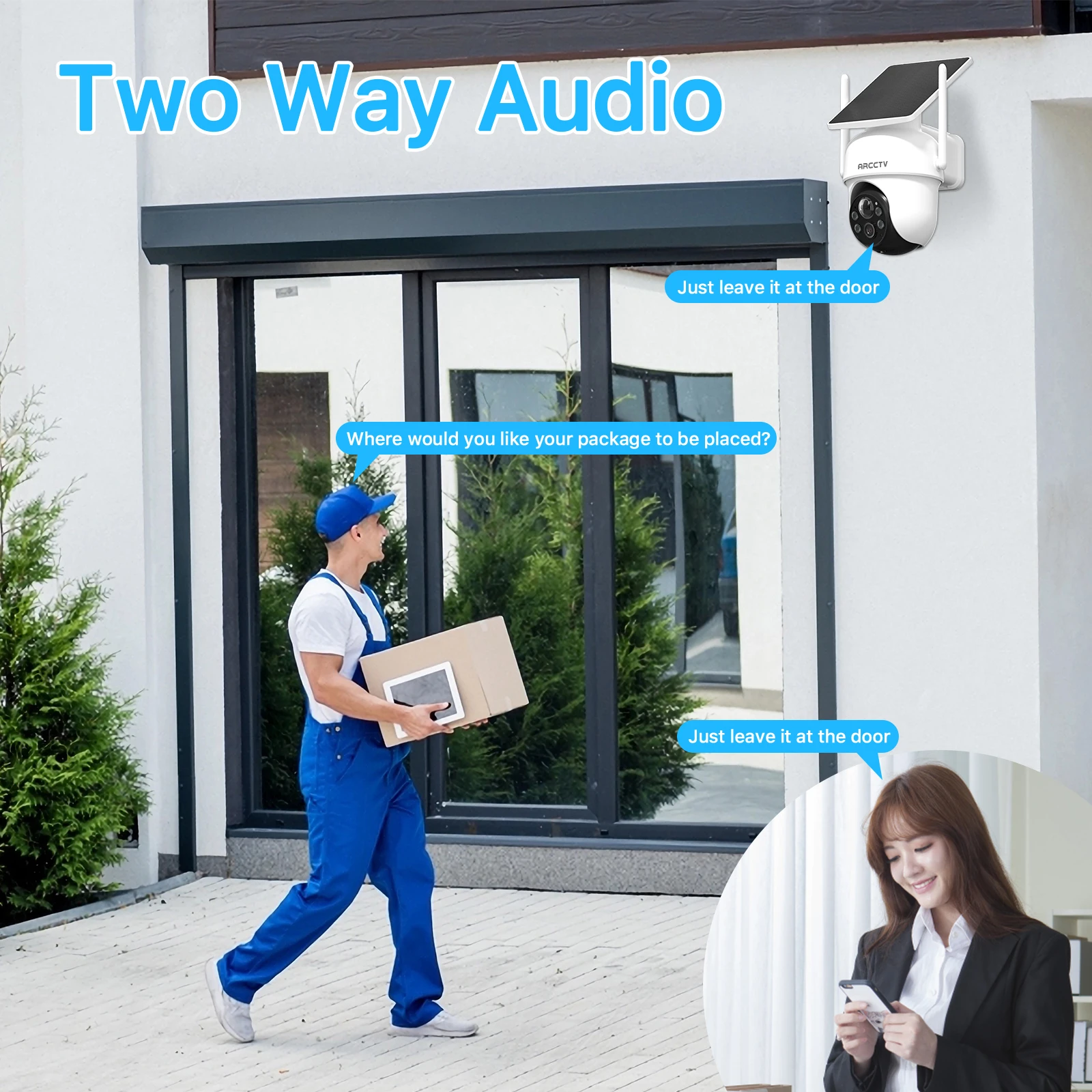 Kit de Caméras de Surveillance Extérieures, Caméra Solaire WiFi Extérieure, sans Abonnement, Surveillance Humaine, 360° PTZ,4 Caméras +Station de Base - 9