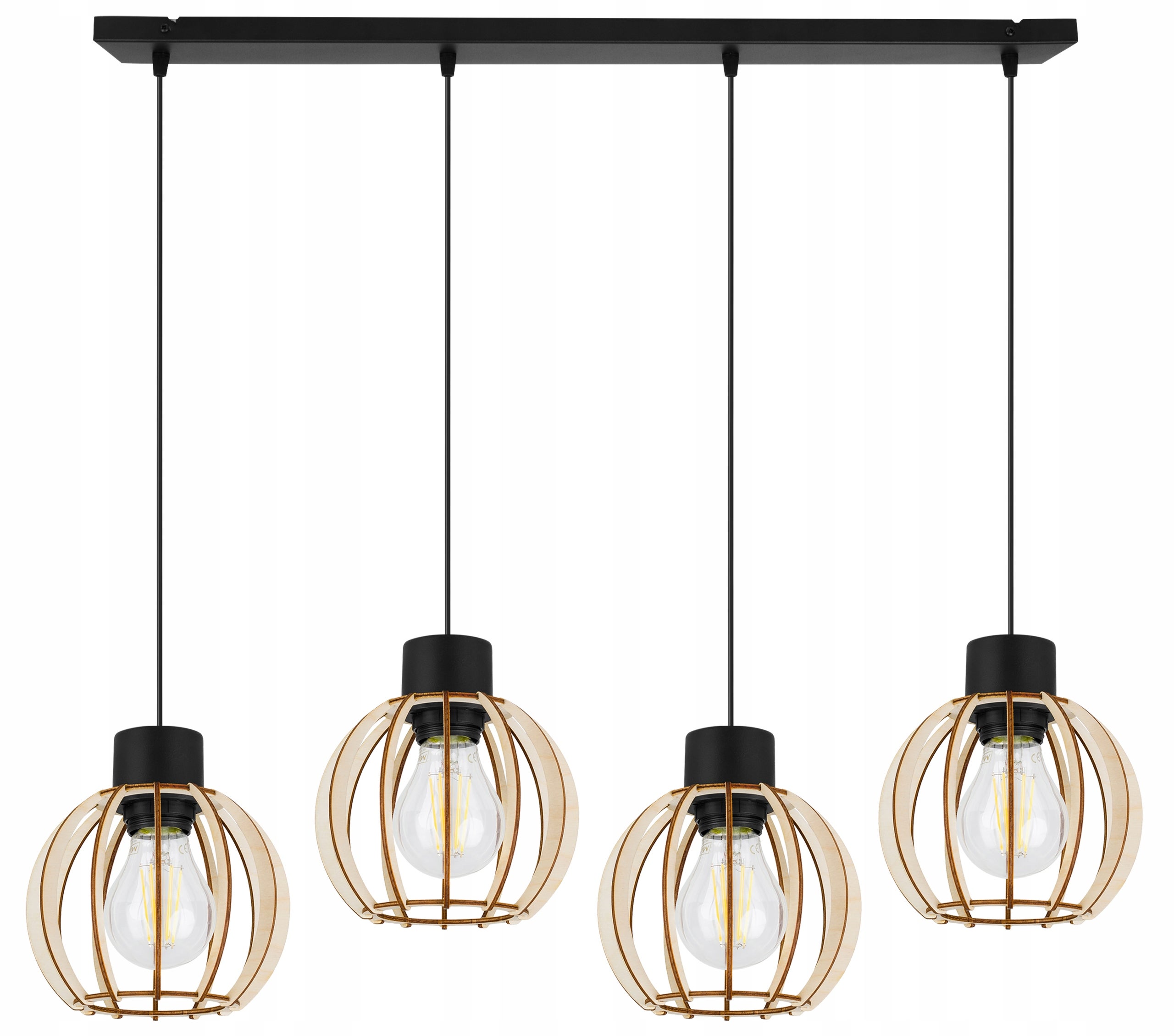 Lampa sufitowa wisząca Timber glam 4xE27 abażur kule drewniane Light Home LH