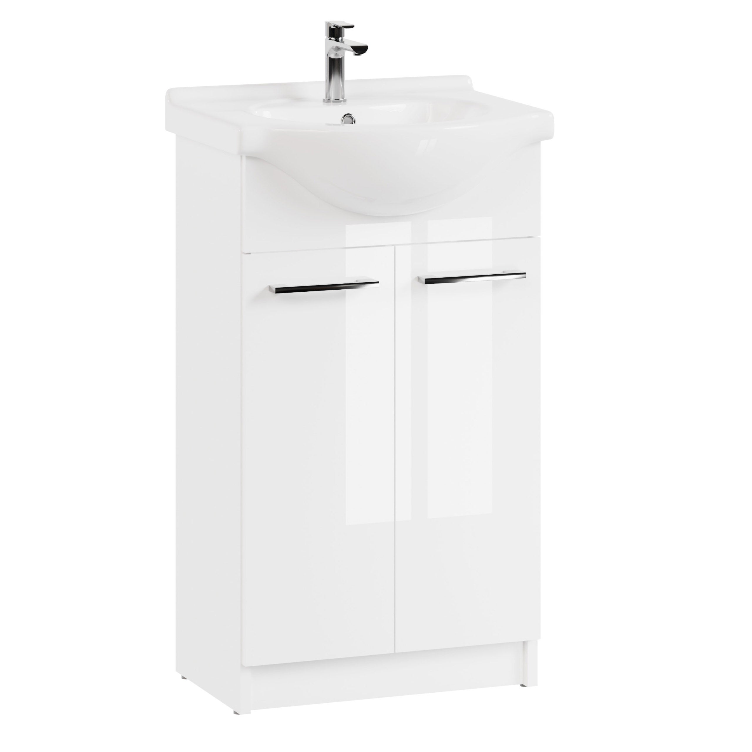 Szafka łazienkowa z umywalką stojąca pod umywalkę biała połysk zestaw 50 cm