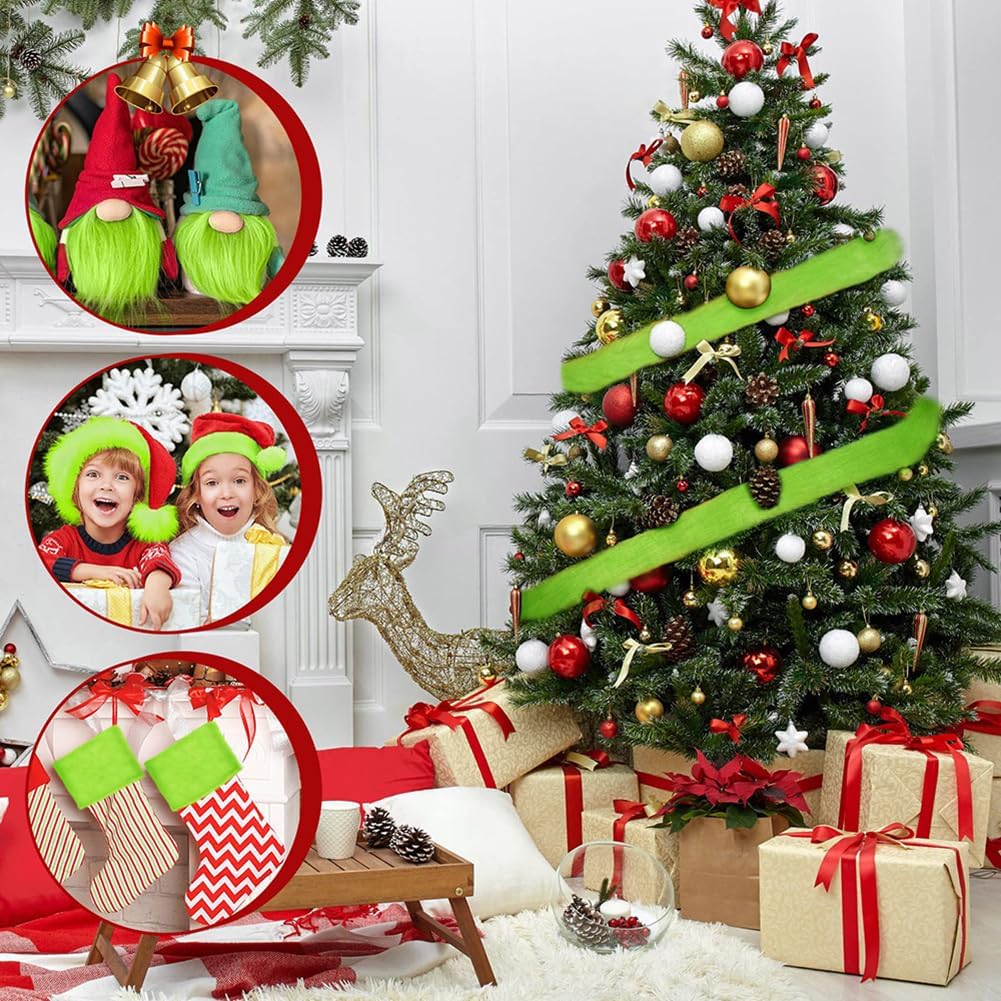 1* Tiras de tecido de pelúcia fofo de 1,5 m-Criação de barba de Pai Natal, decoração de árvore,grinaldas - Ideia de presente para as festas de inverno - 3