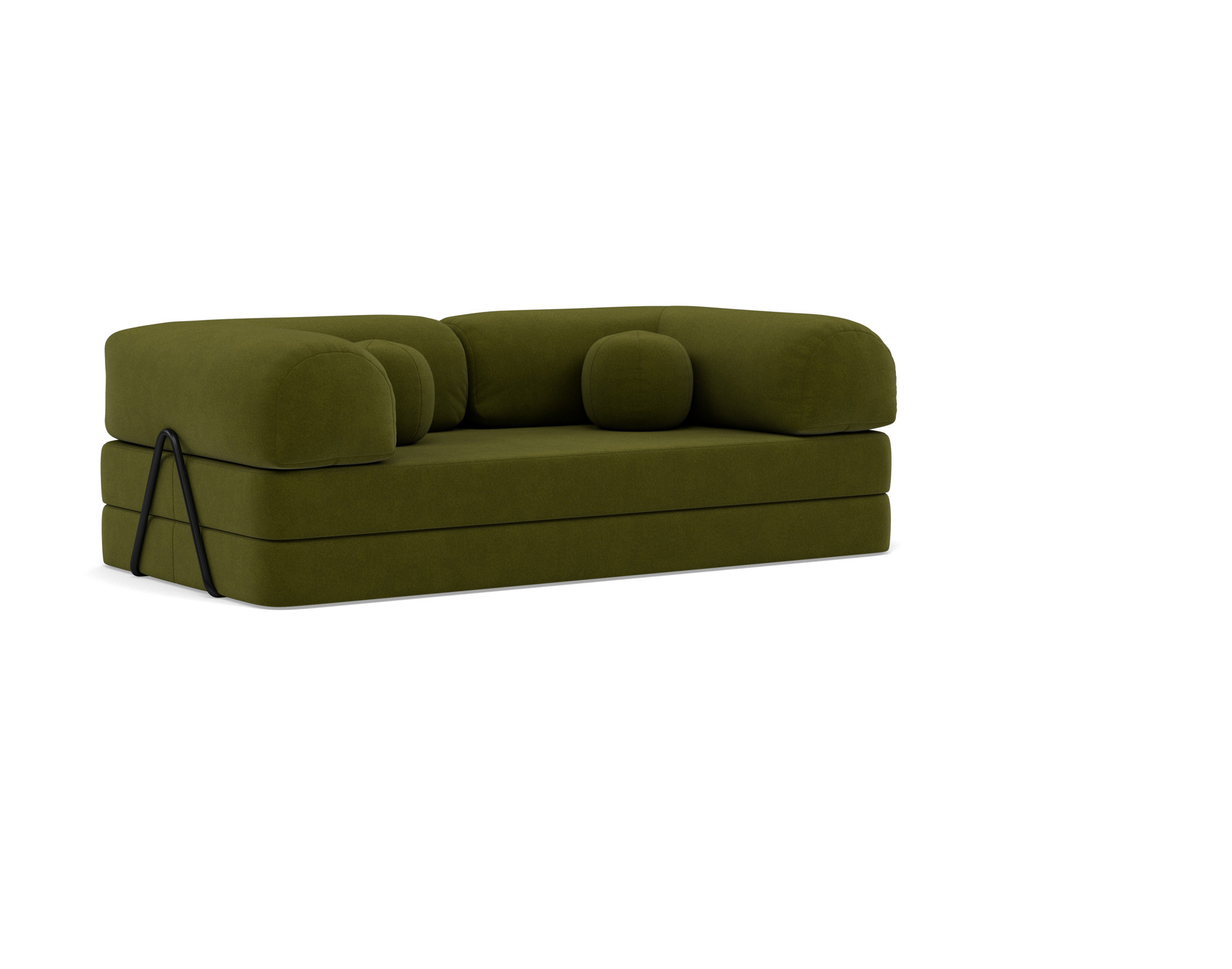 Canapé droit convertible 3 places en velours texturé vert kaki - NEBULA - Best Mobilier - 2
