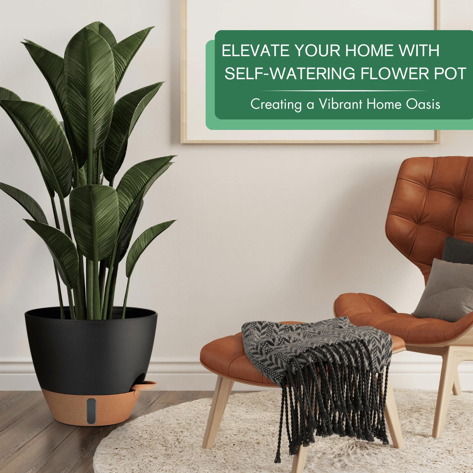 YM INTERNET Vaso auto-absorvente para plantas, vaso de plástico para uso doméstico que não necessita de rega, conjunto de 3 vasos para plantas verdes - 3