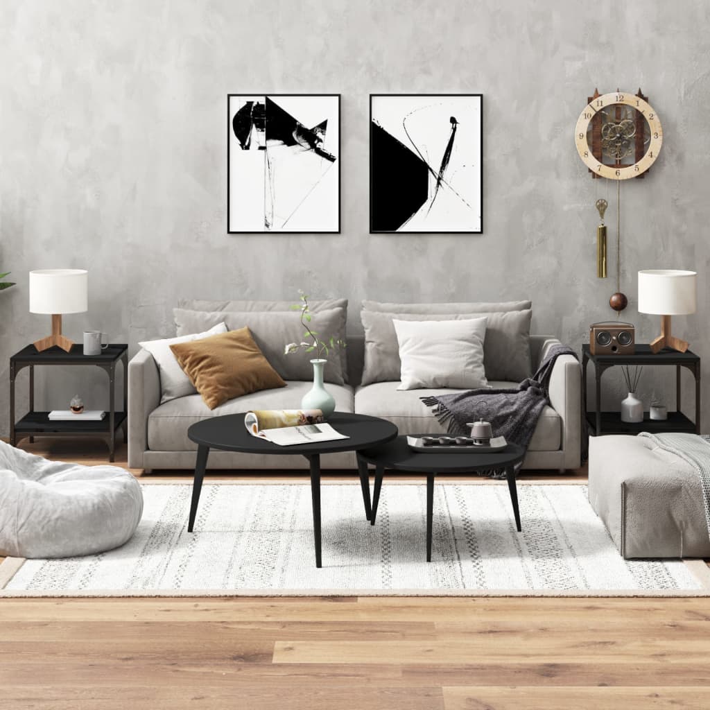 Stoliki, 2 szt., czarne, 40x40x40 cm, materiał drewnopochodny vidaXL