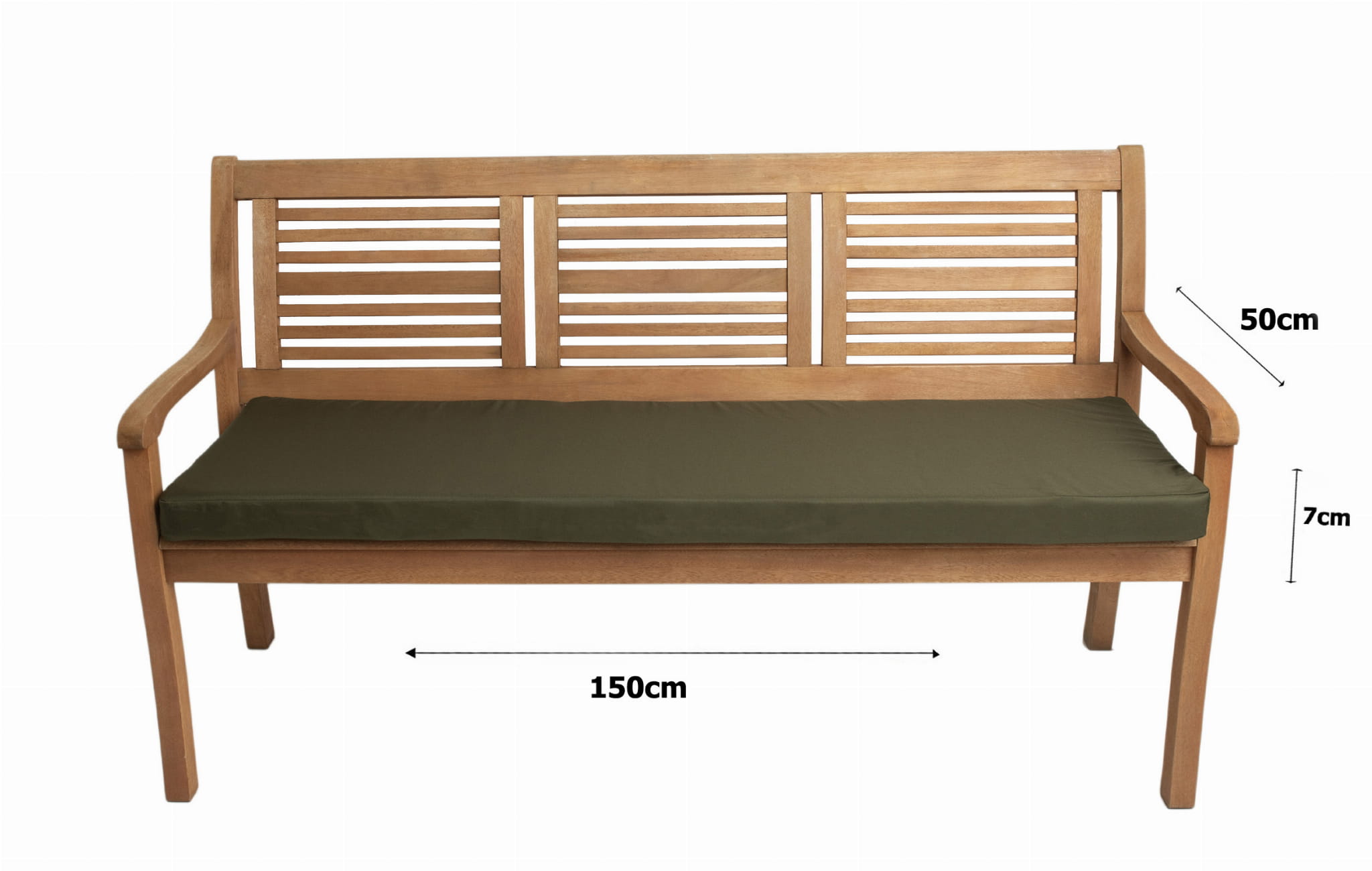 Coussins pour banc 150x50x7/3x50x56cm, mcoussins pour Banquette jardin Vert, Coussin extérieur/intérieur, Coussins 3places pour balancelle - 4