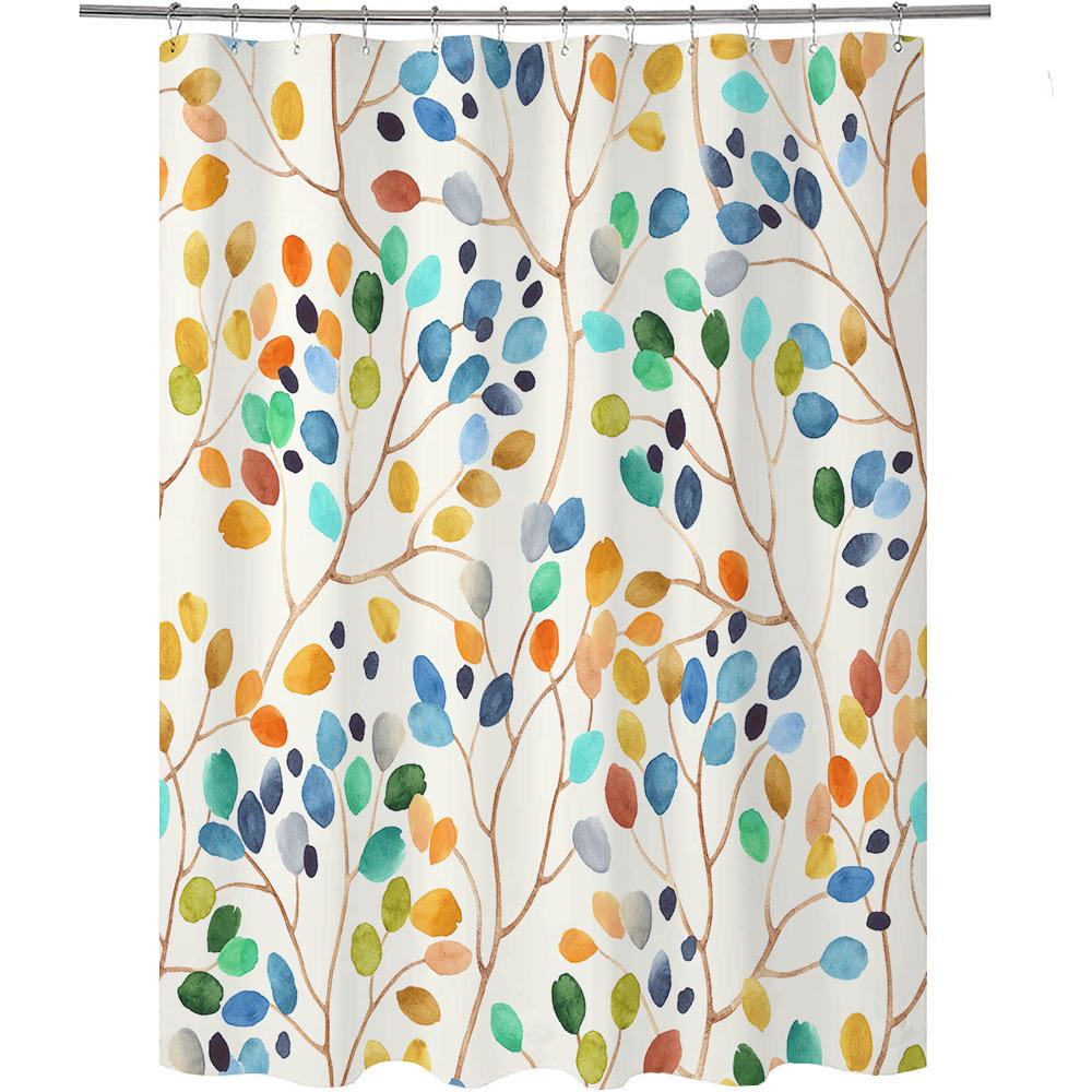 Zasłona prysznicowa w botaniczne kwiaty, 180 x 180 cm, z haczykami, wodoodporna, wysokiej jakości, odporna na pleśń