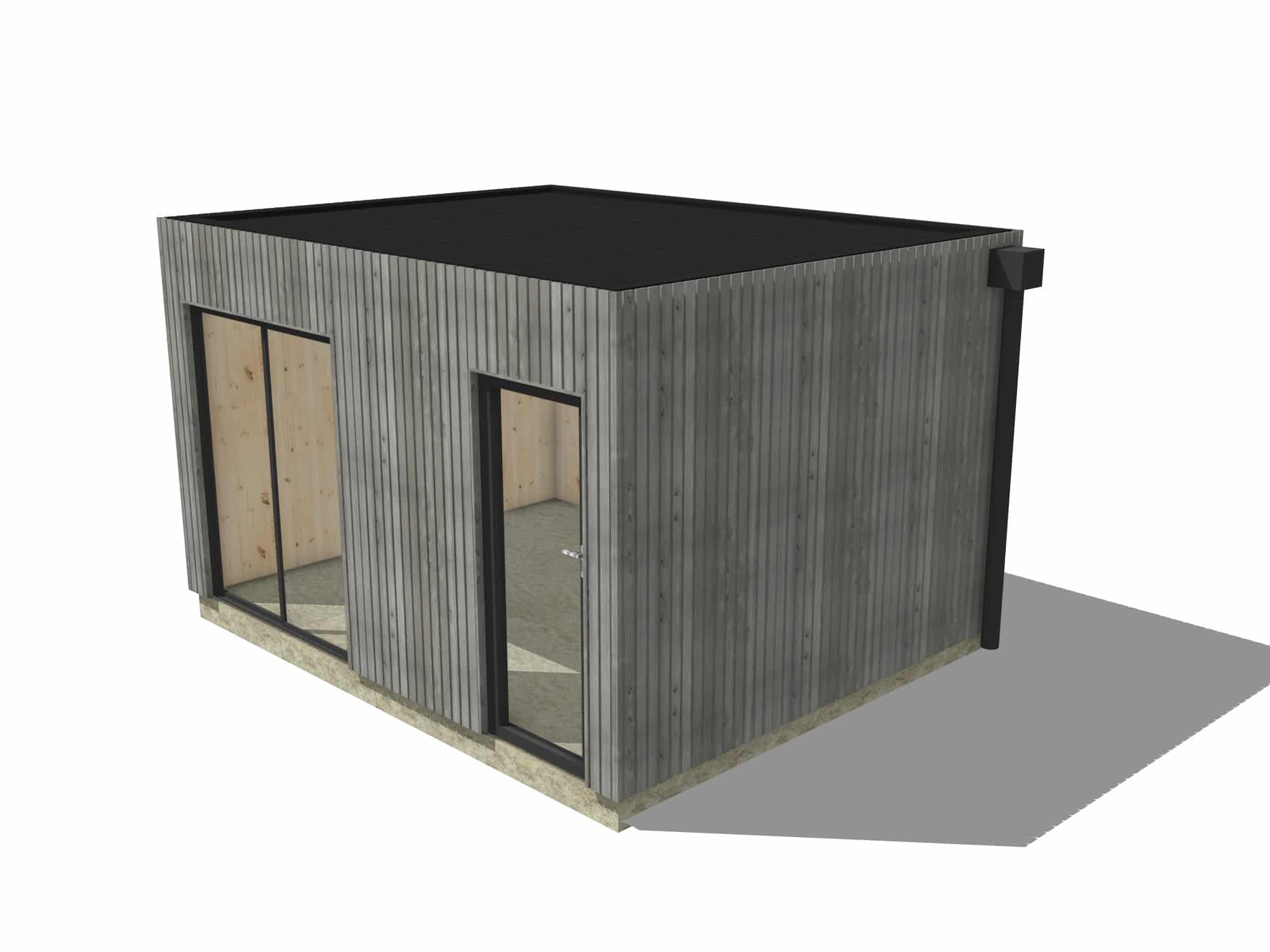 Studio de jardin sans permis en bois 4,4 x 3,5 x 2,7 m / menuiseries alu k-line - 2