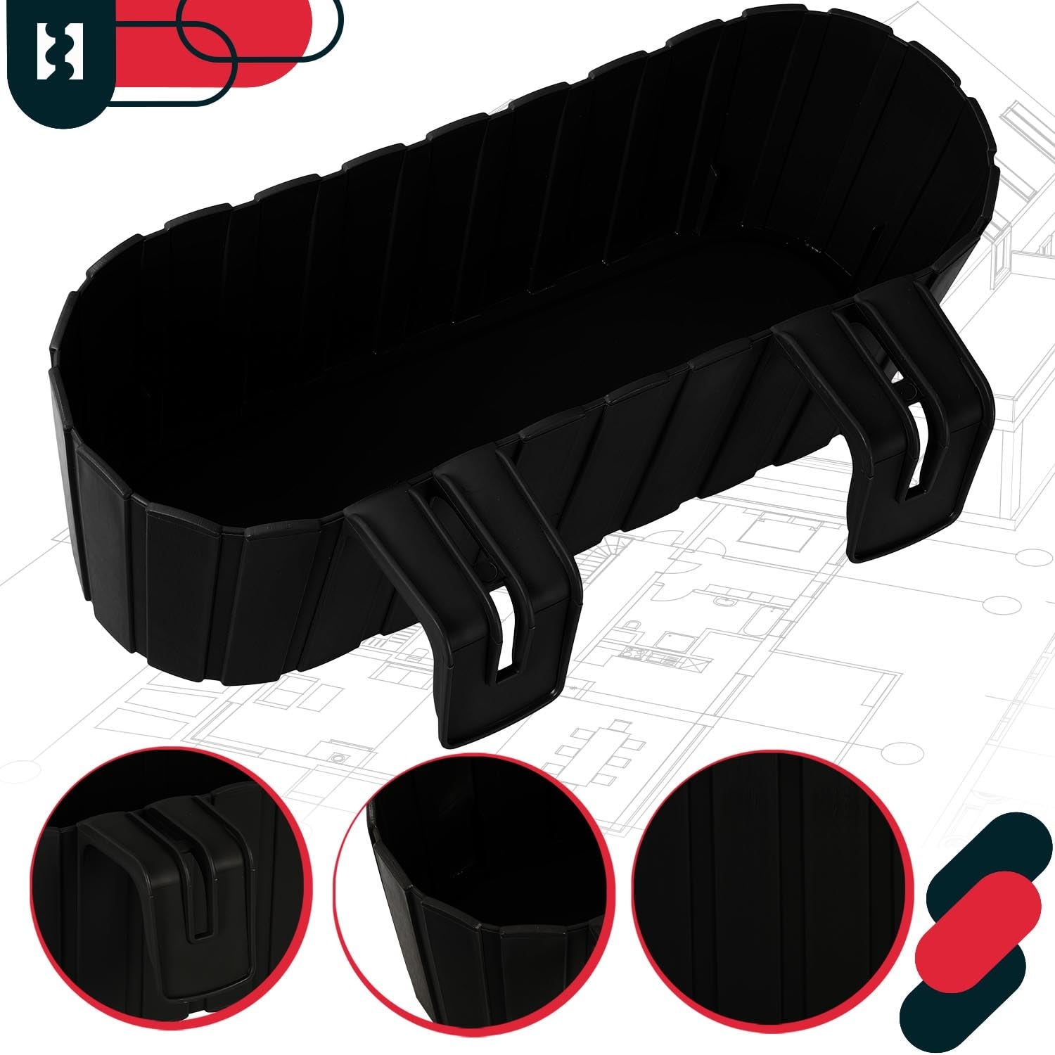Fioriera da Esterno - Vasi per Piante da Esterno - 40 x 15 x 15 cm - Fioriera da Balcone - Rettangolare - PVC - Marrone - con Supporto - KOTARBAU - 5